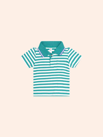 Green Stripe Polo T-SHIRT Huxbaby Shopify