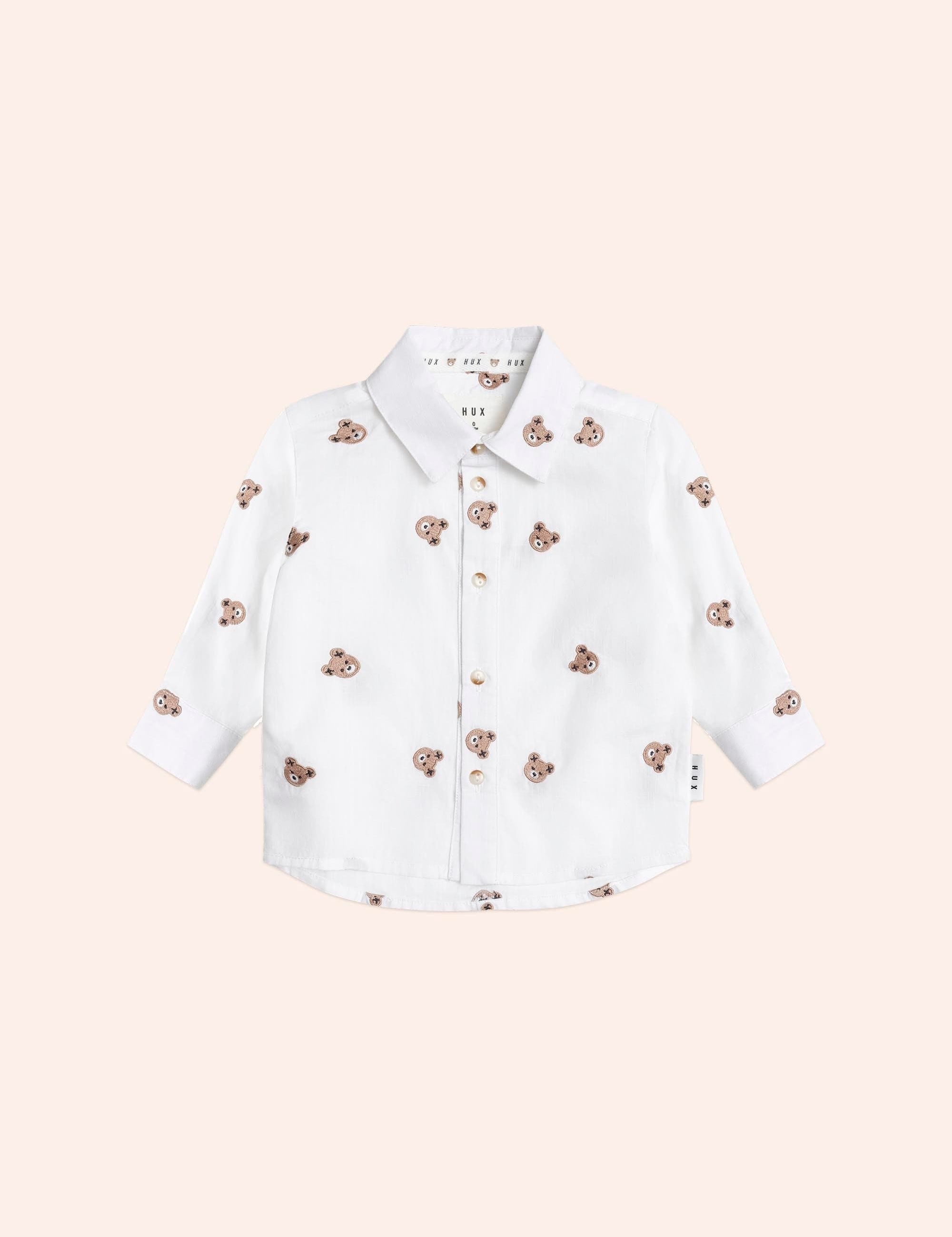 Longsleeve Huxbear Button Up Crisp White T-SHIRT Huxbaby