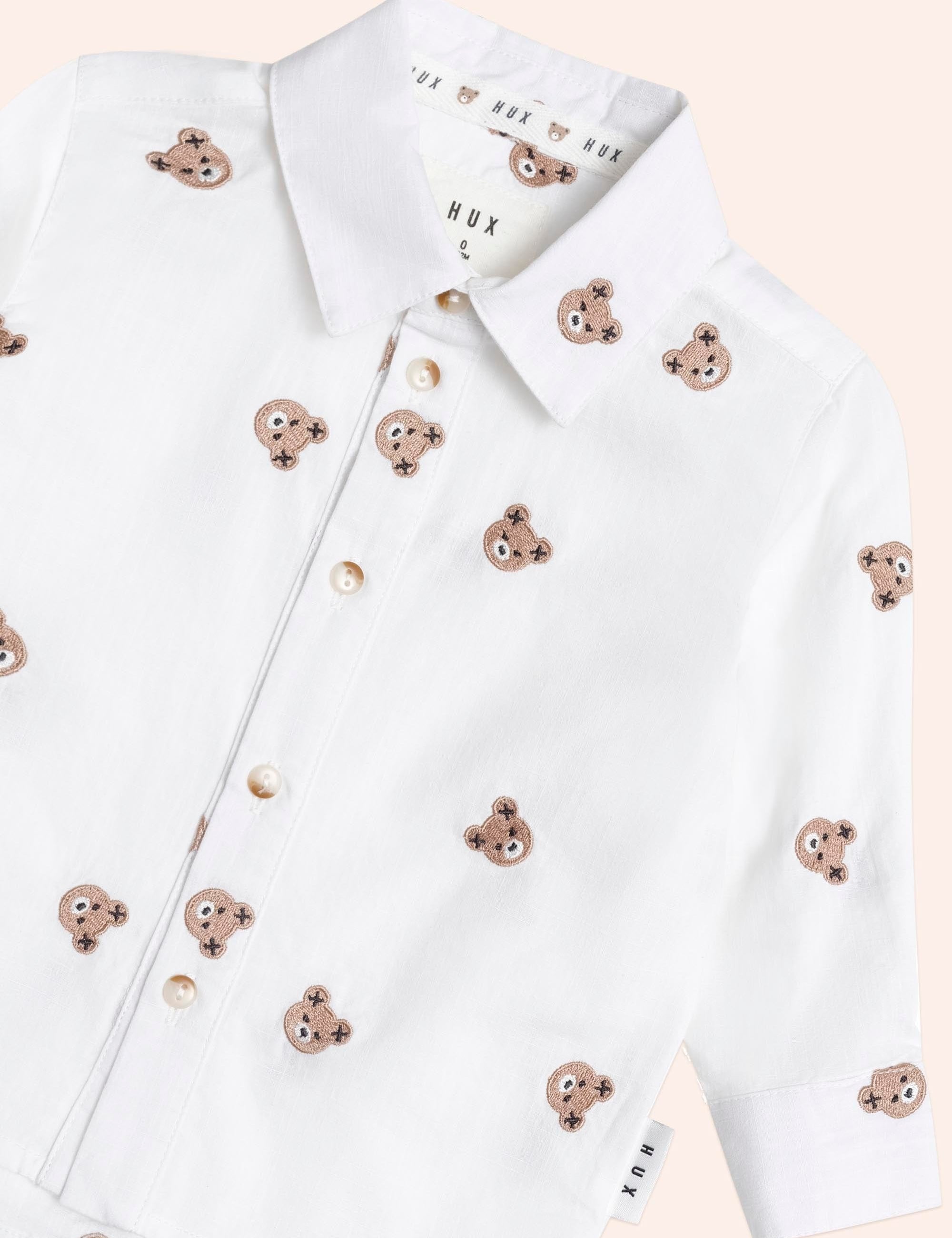Longsleeve Huxbear Button Up Crisp White T-SHIRT Huxbaby