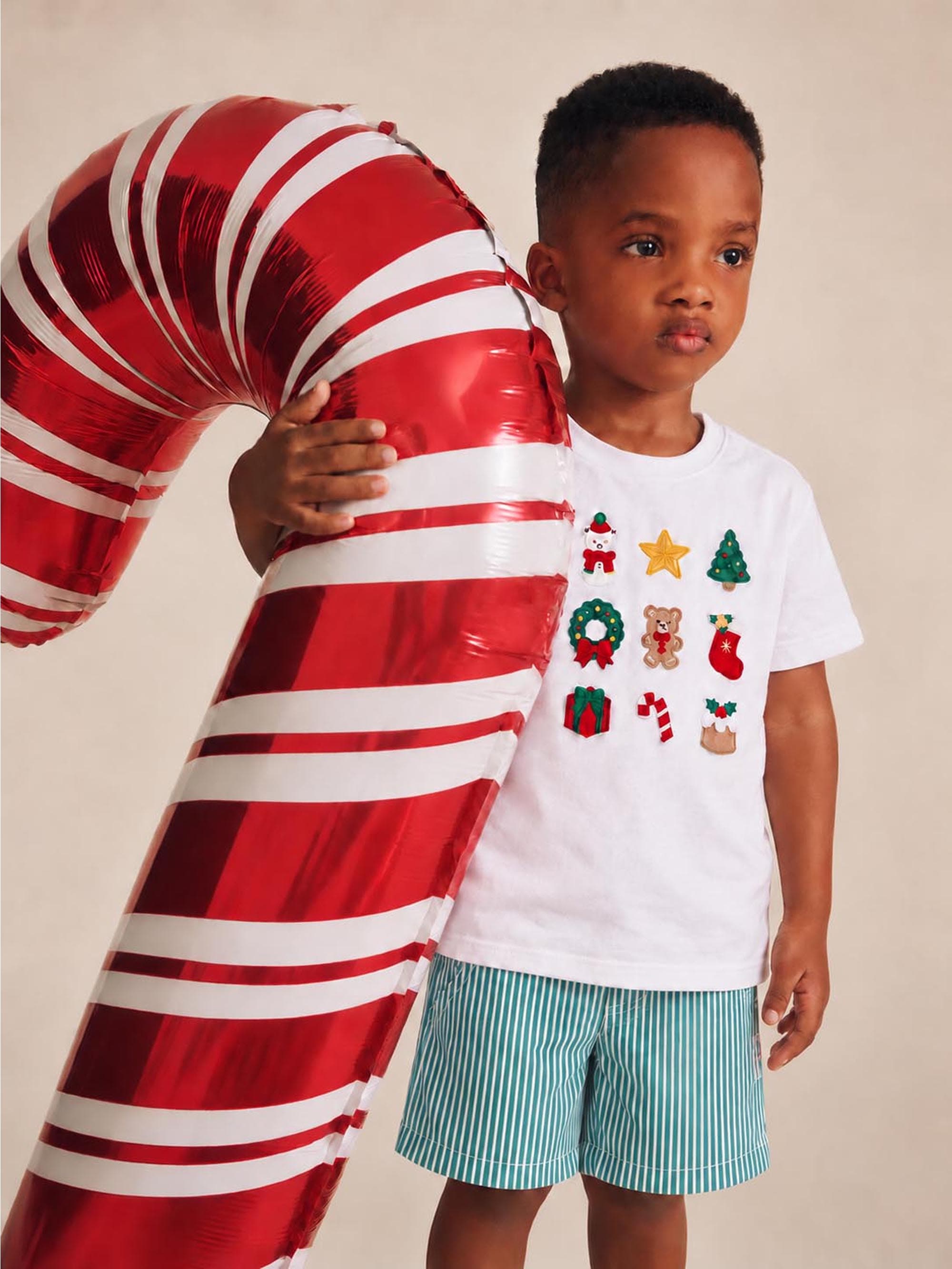 Xmas Time Embroidered Short Slv Tee T-SHIRT Huxbaby Shopify