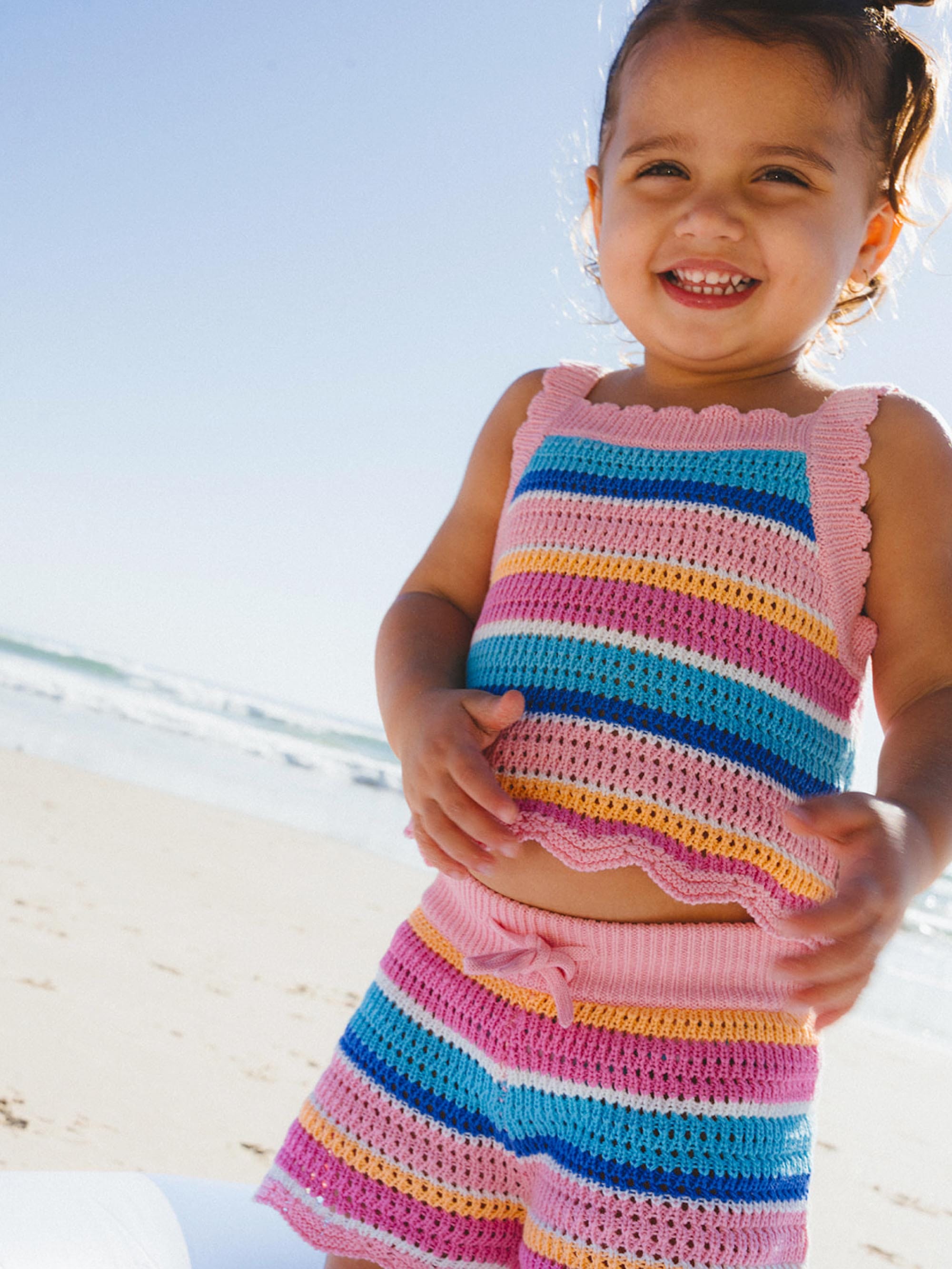 Beach Club Stripe Crochet Tie Top TOP SL Huxbaby Shopify