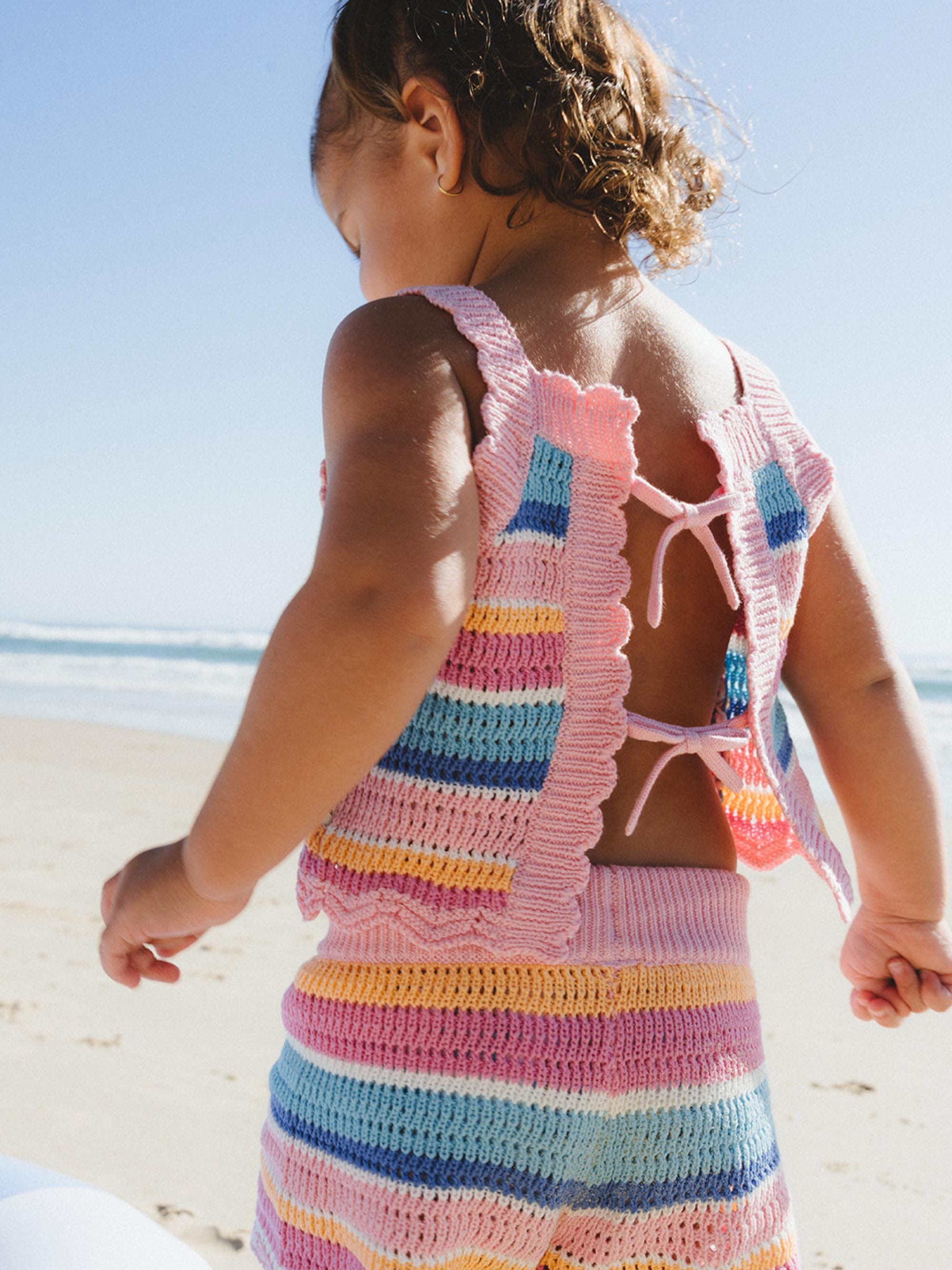 Beach Club Stripe Crochet Tie Top TOP SL Huxbaby Shopify