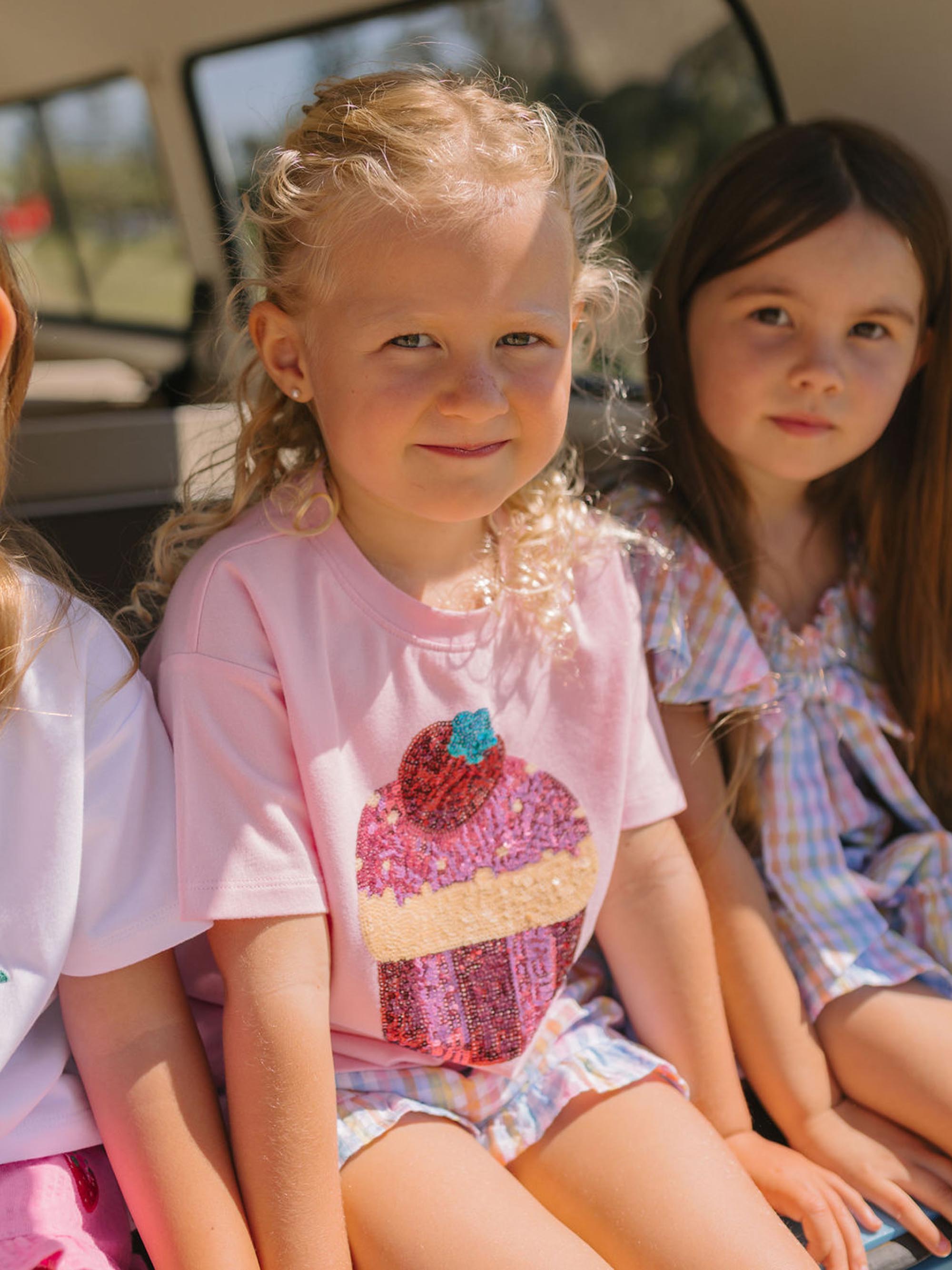 Sequin Strawberry Cupcake Drop Shoulder Tee T-SHIRT Huxbaby Shopify