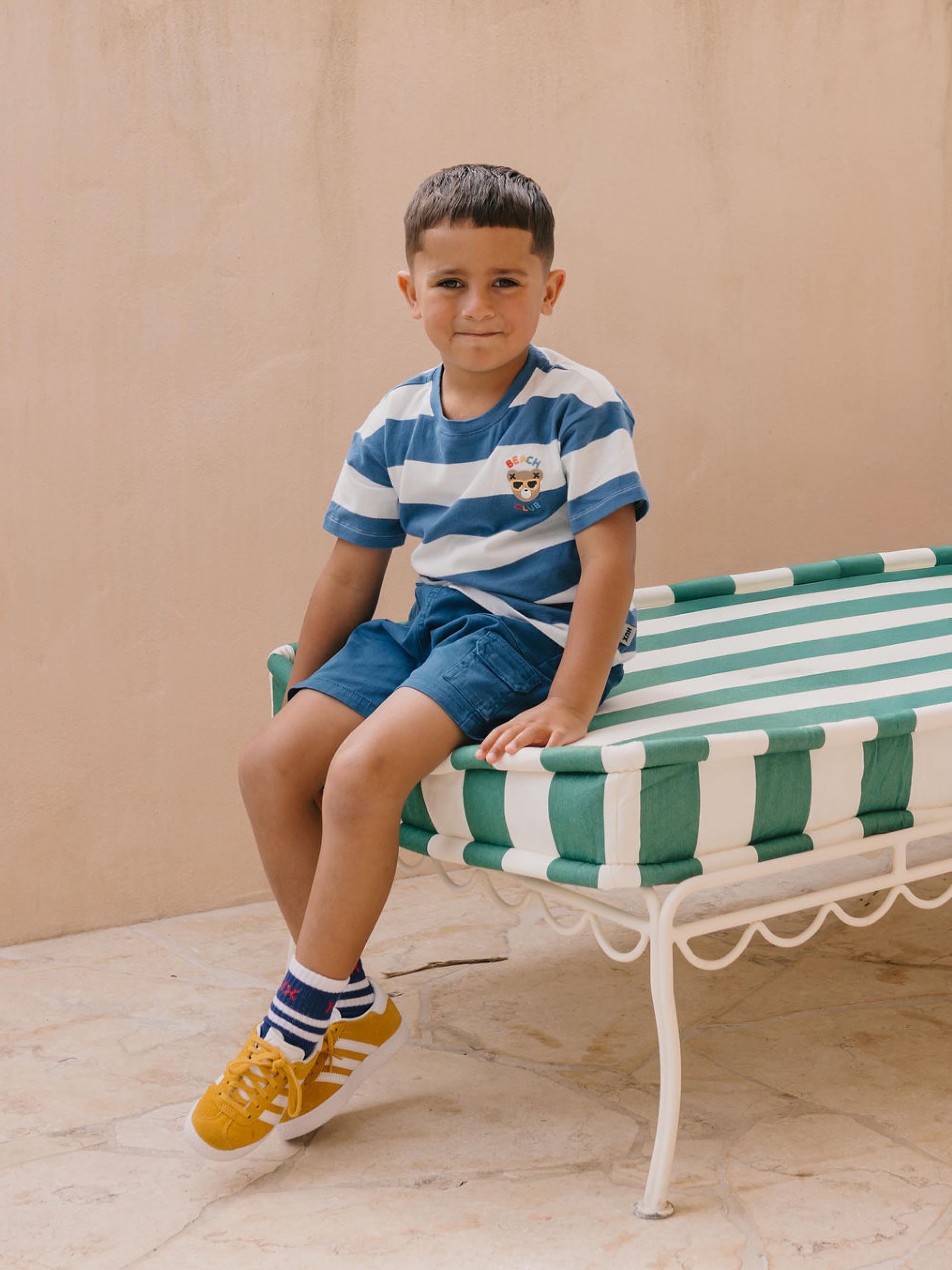Beach Club Hux Block Stripe Drop Shoulder Tee T-SHIRT Huxbaby Shopify