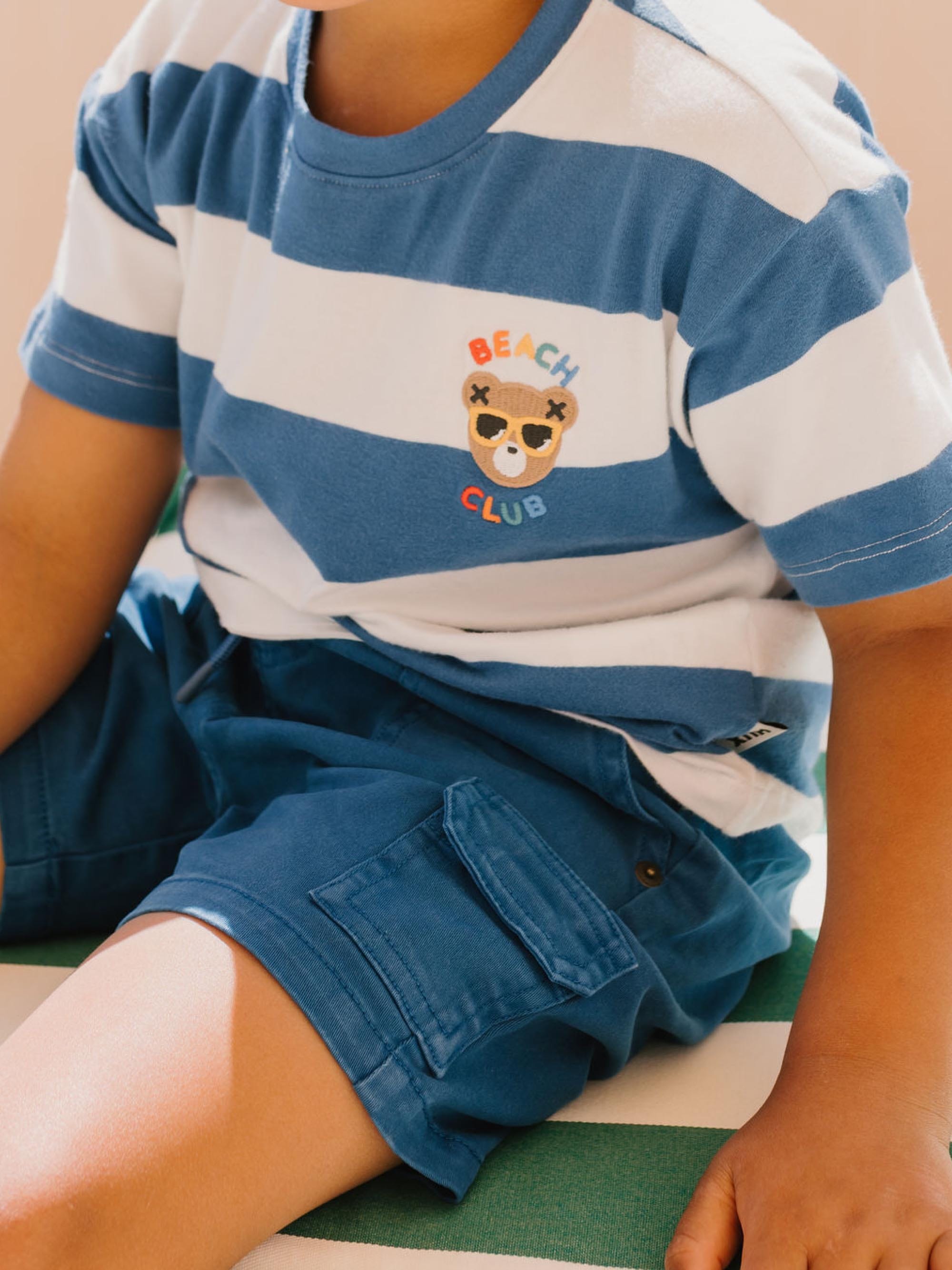 Beach Club Hux Block Stripe Drop Shoulder Tee T-SHIRT Huxbaby Shopify