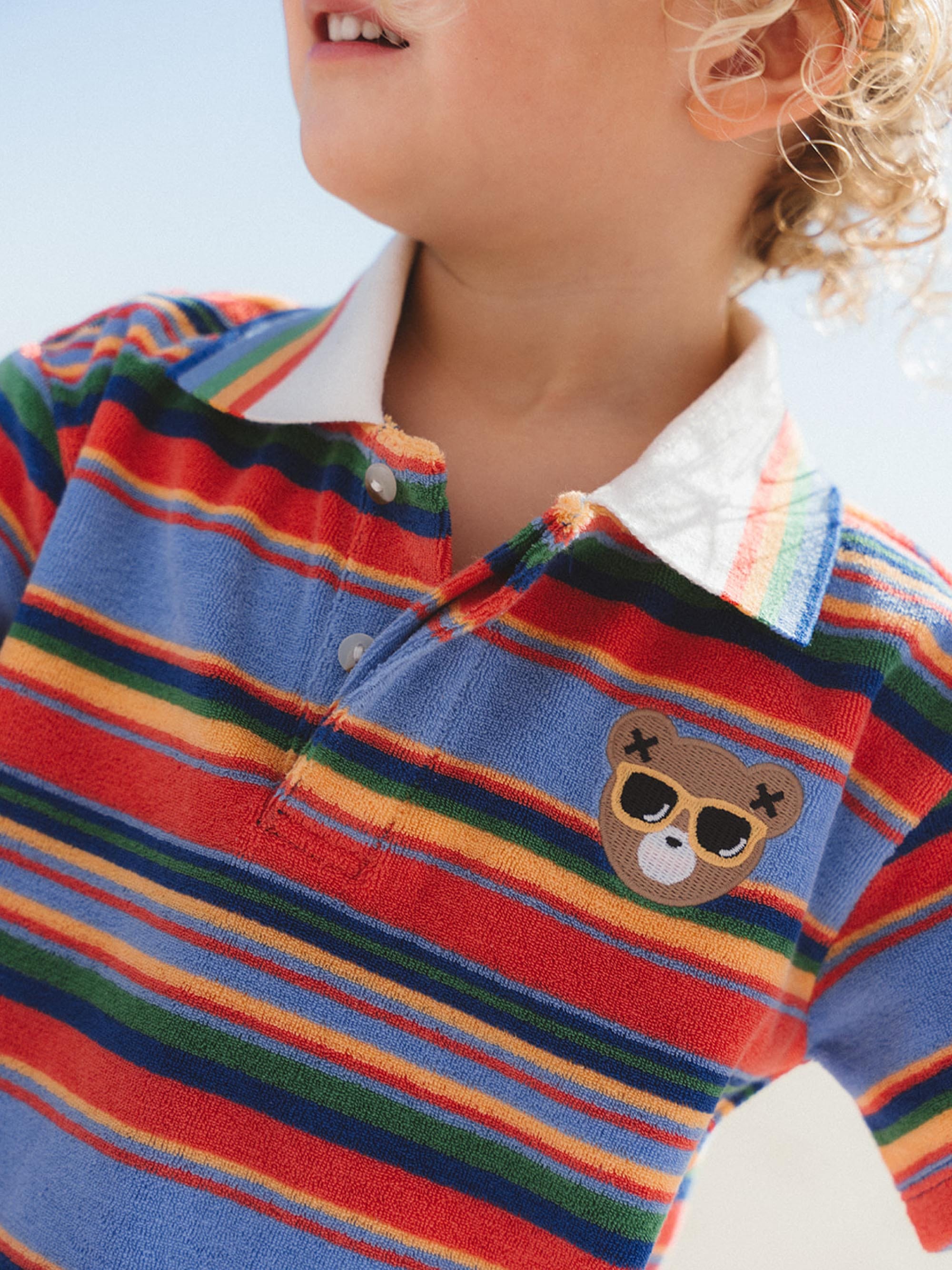 Sunset Stripe Hux Towelling Polo T-SHIRT Huxbaby Shopify