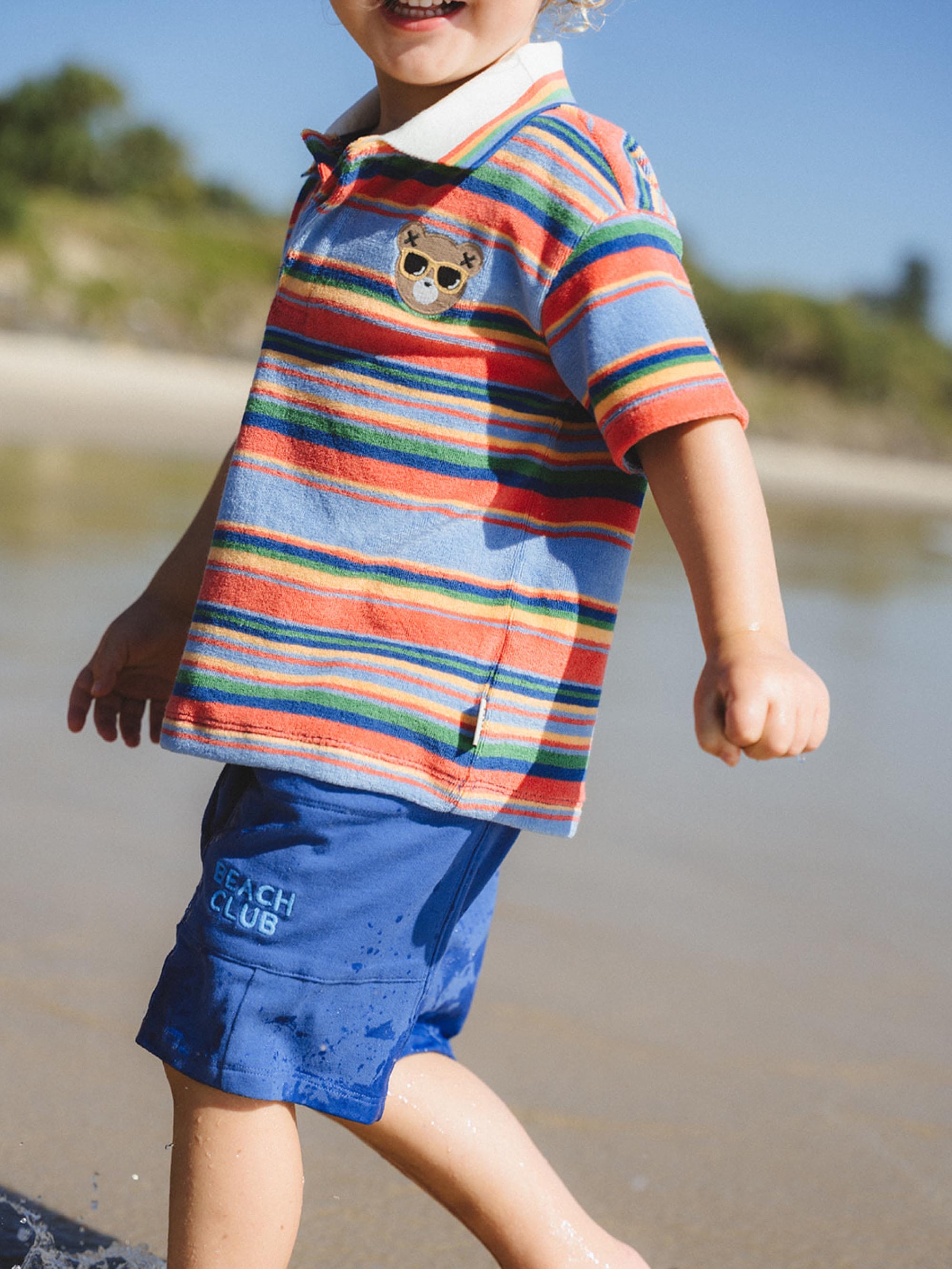 Sunset Stripe Hux Towelling Polo T-SHIRT Huxbaby Shopify