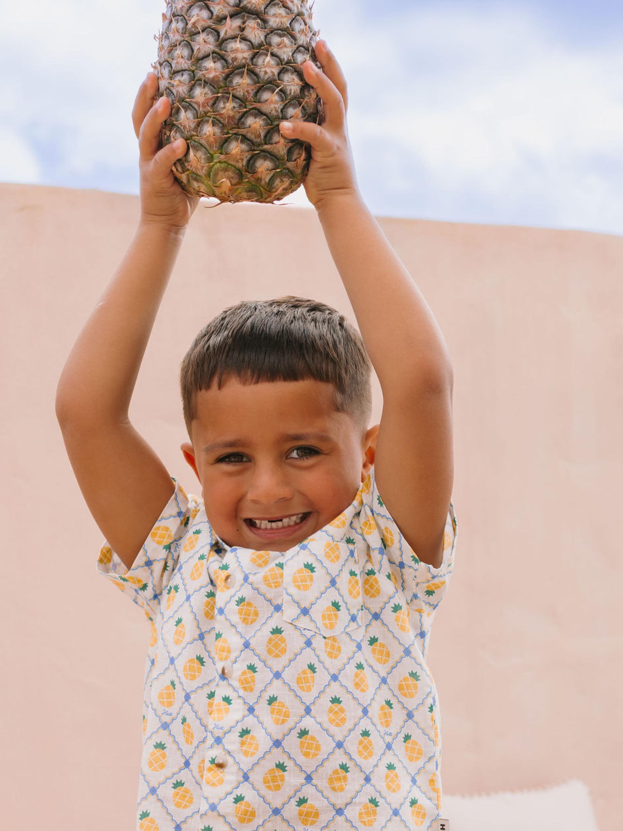 Pineapple Tile S/Slv Shirt T-SHIRT Huxbaby Shopify