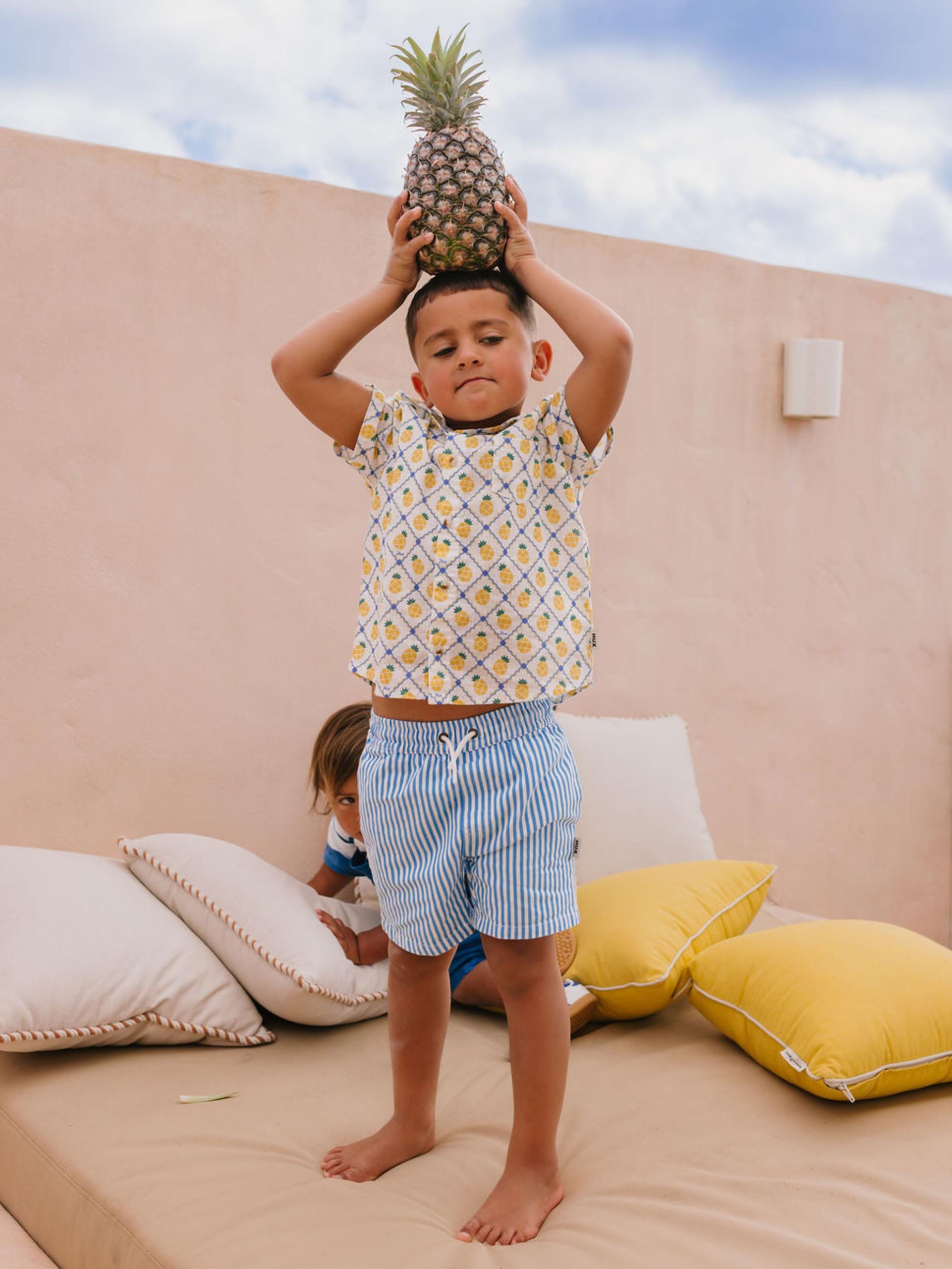 Pineapple Tile S/Slv Shirt T-SHIRT Huxbaby Shopify