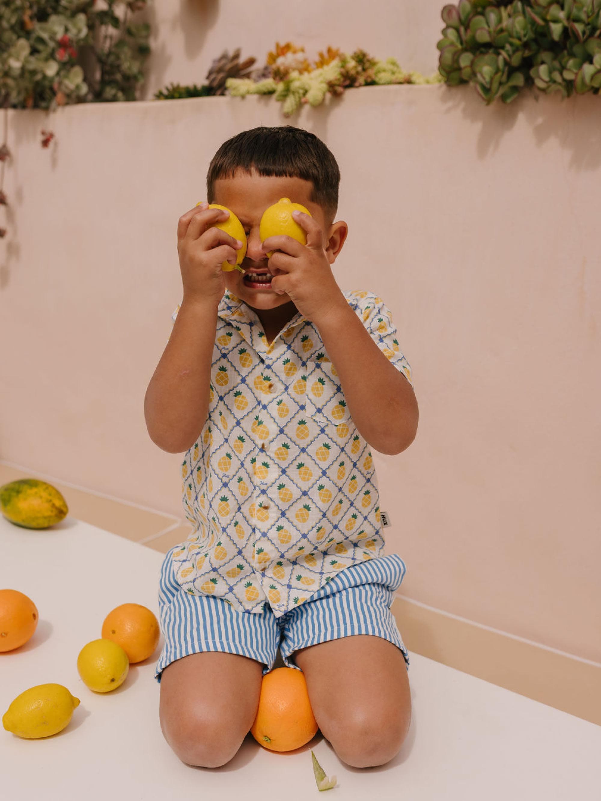 Pineapple Tile S/Slv Shirt T-SHIRT Huxbaby Shopify