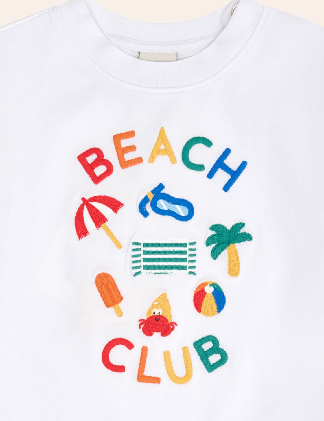 Beach Club Emb Drop Shoulder Tee T-SHIRT Huxbaby Shopify