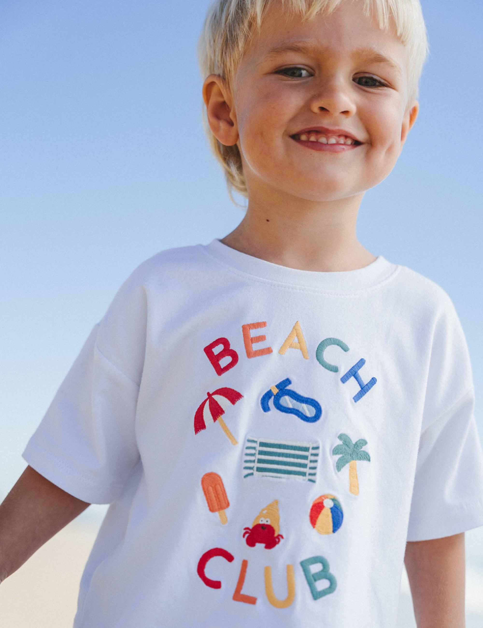 Beach Club Emb Drop Shoulder Tee T-SHIRT Huxbaby Shopify