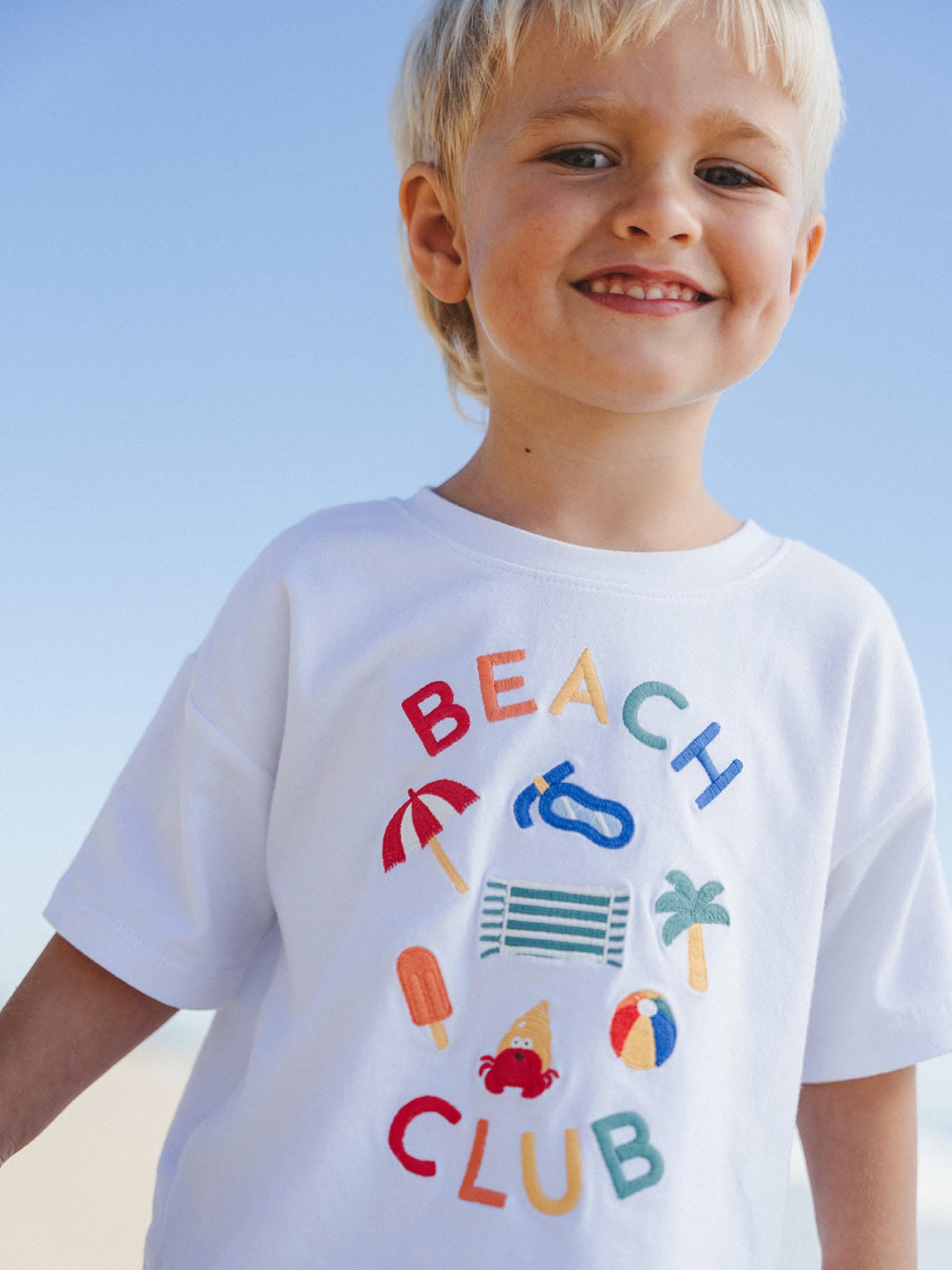 Beach Club Emb Drop Shoulder Tee T-SHIRT Huxbaby Shopify