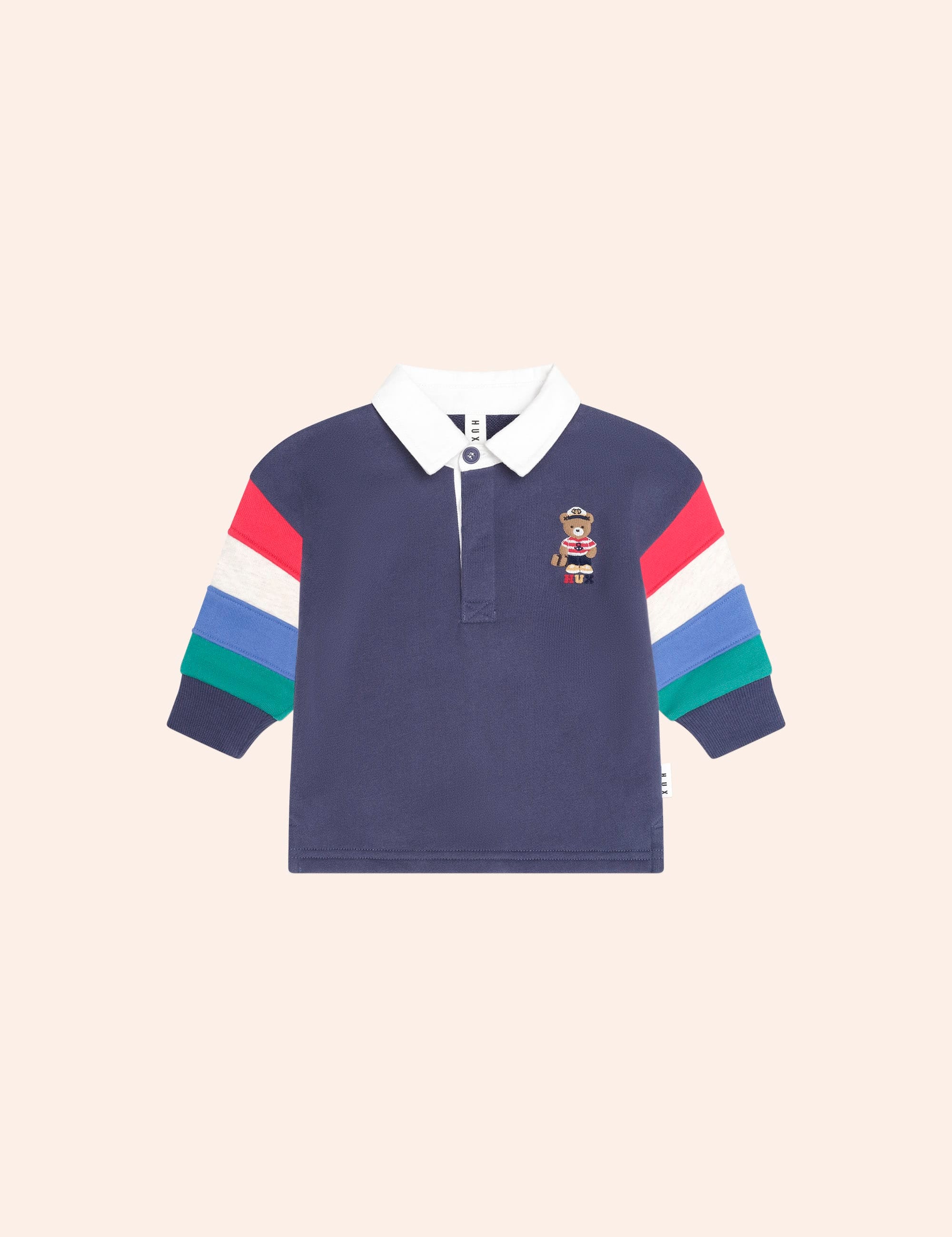 Nautical Hux Spliced Fleece Polo TOP LS Huxbaby Shopify