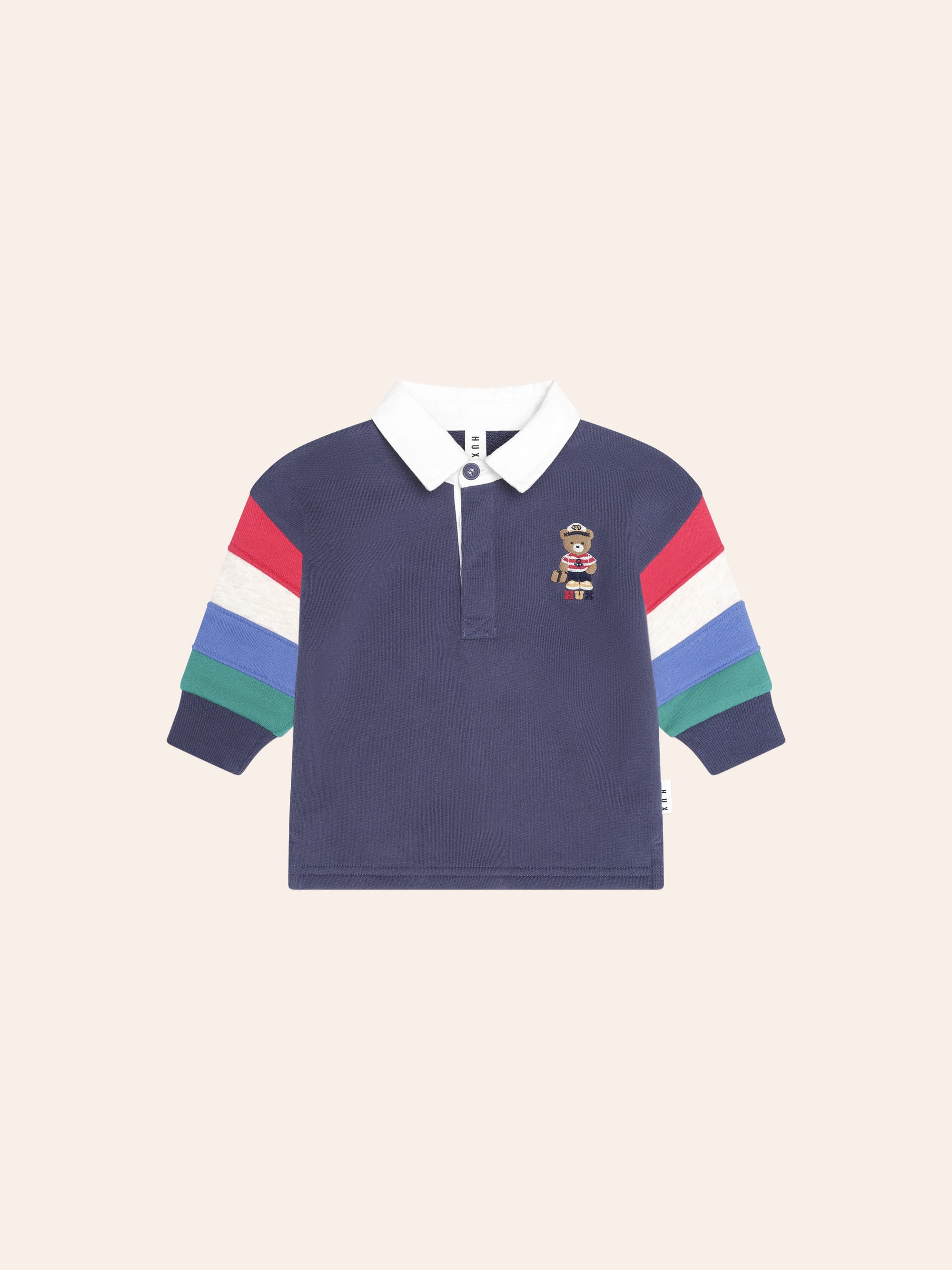 Huxbaby Shopify TOP LS Nautical Hux Spliced Fleece Polo