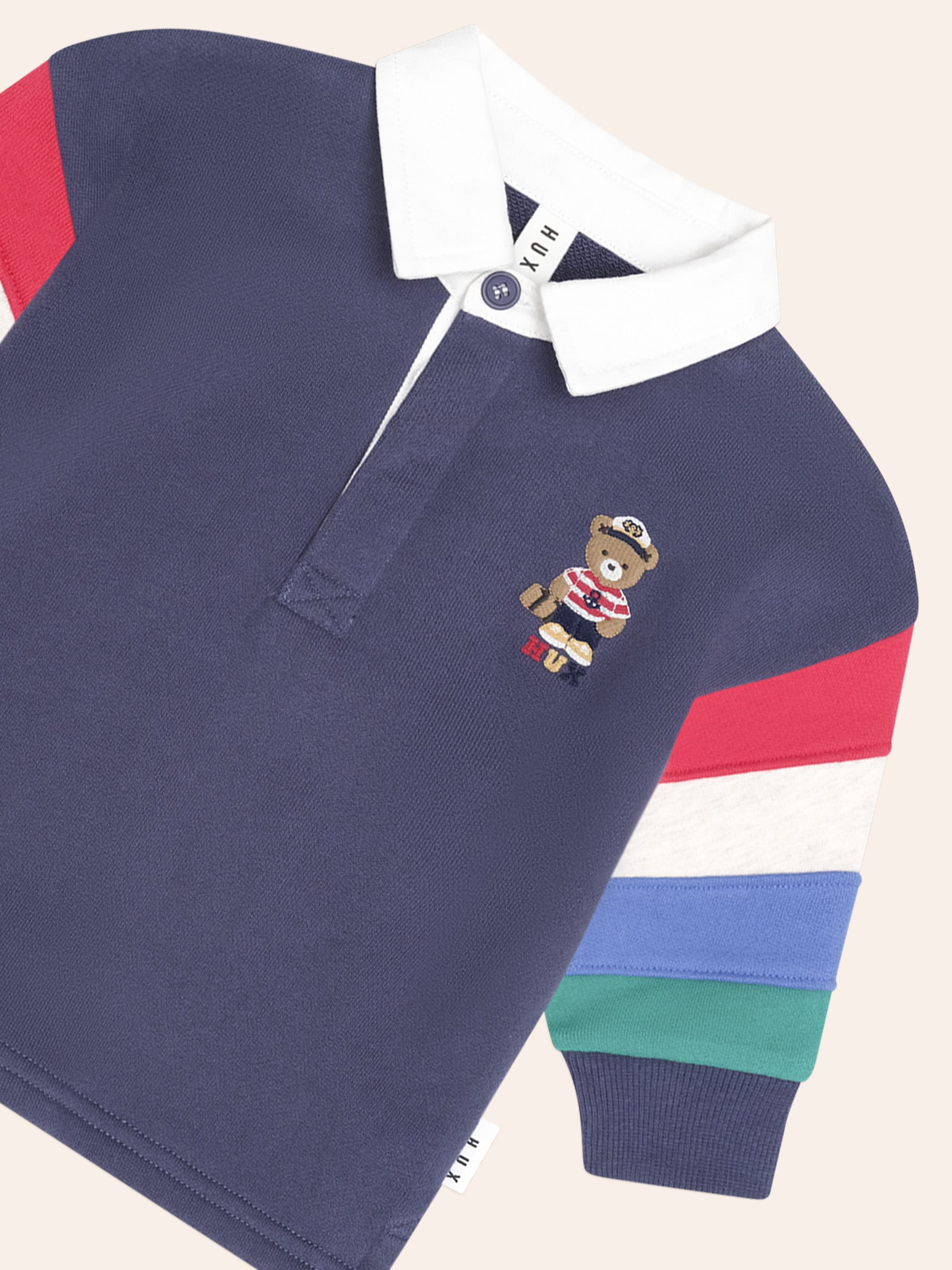 Huxbaby Shopify TOP LS Nautical Hux Spliced Fleece Polo