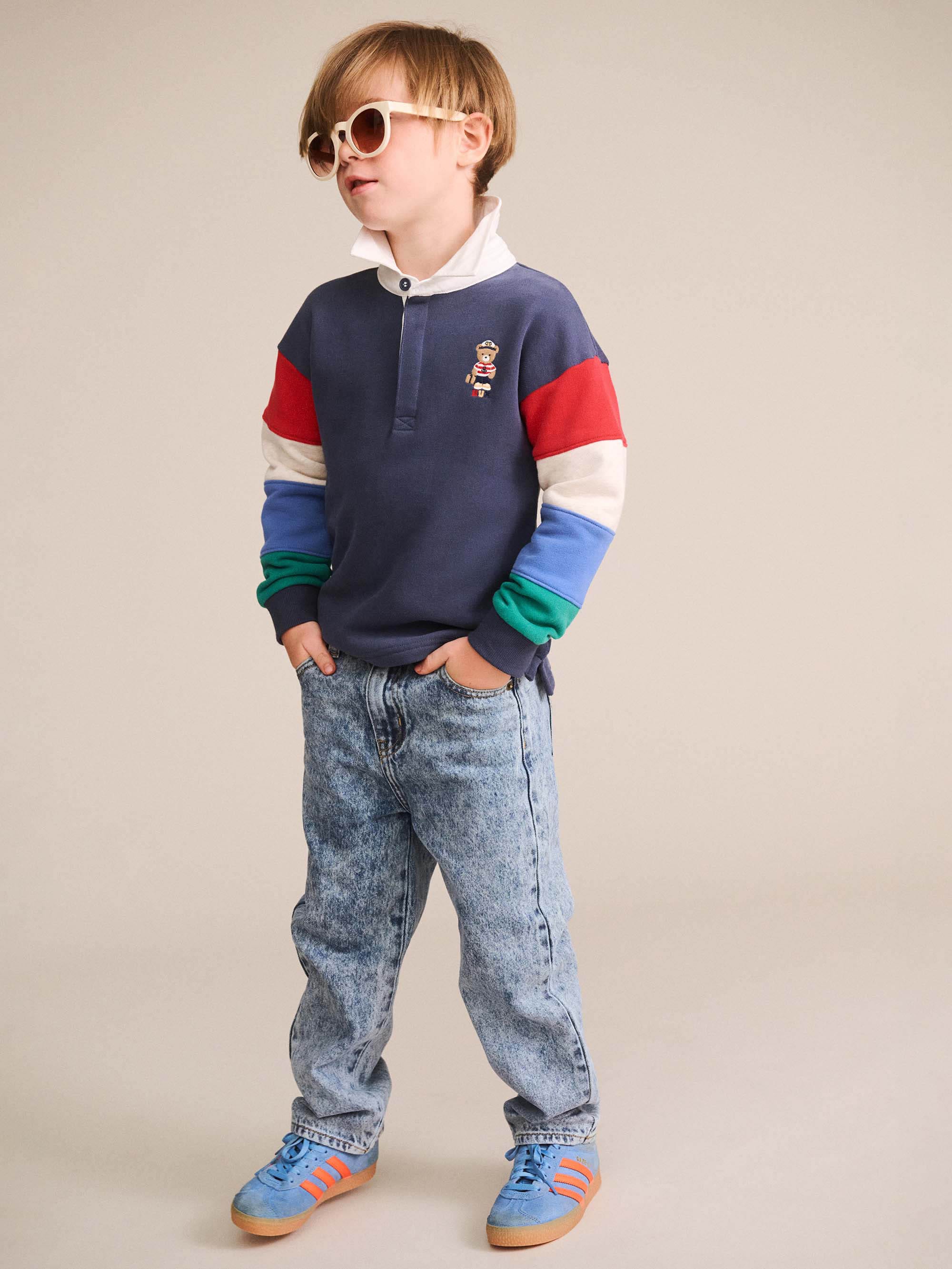 Huxbaby Shopify TOP LS Nautical Hux Spliced Fleece Polo