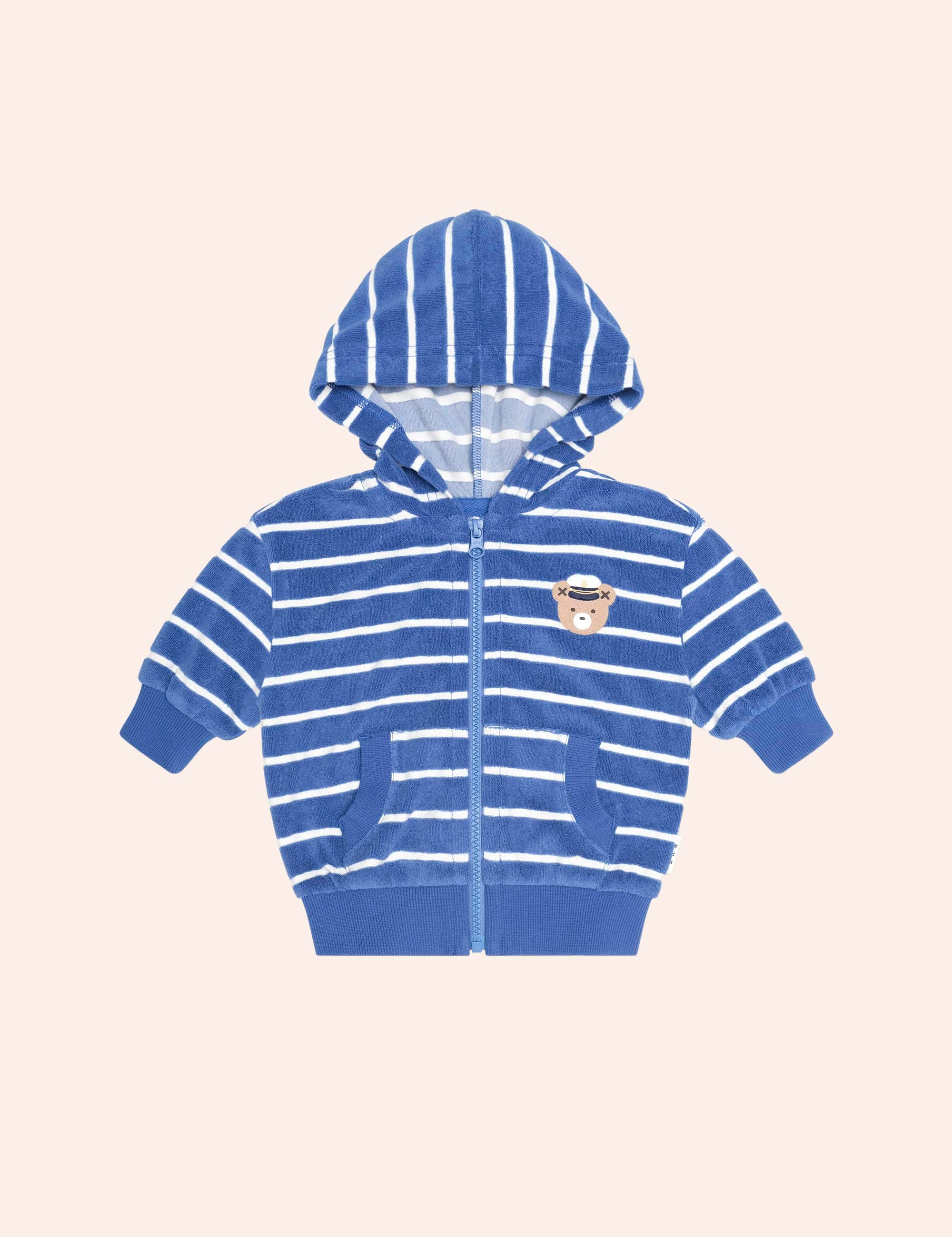 Nautical Hux Towelling Zip Hoodie SWEATSHIRT Huxbaby Shopify