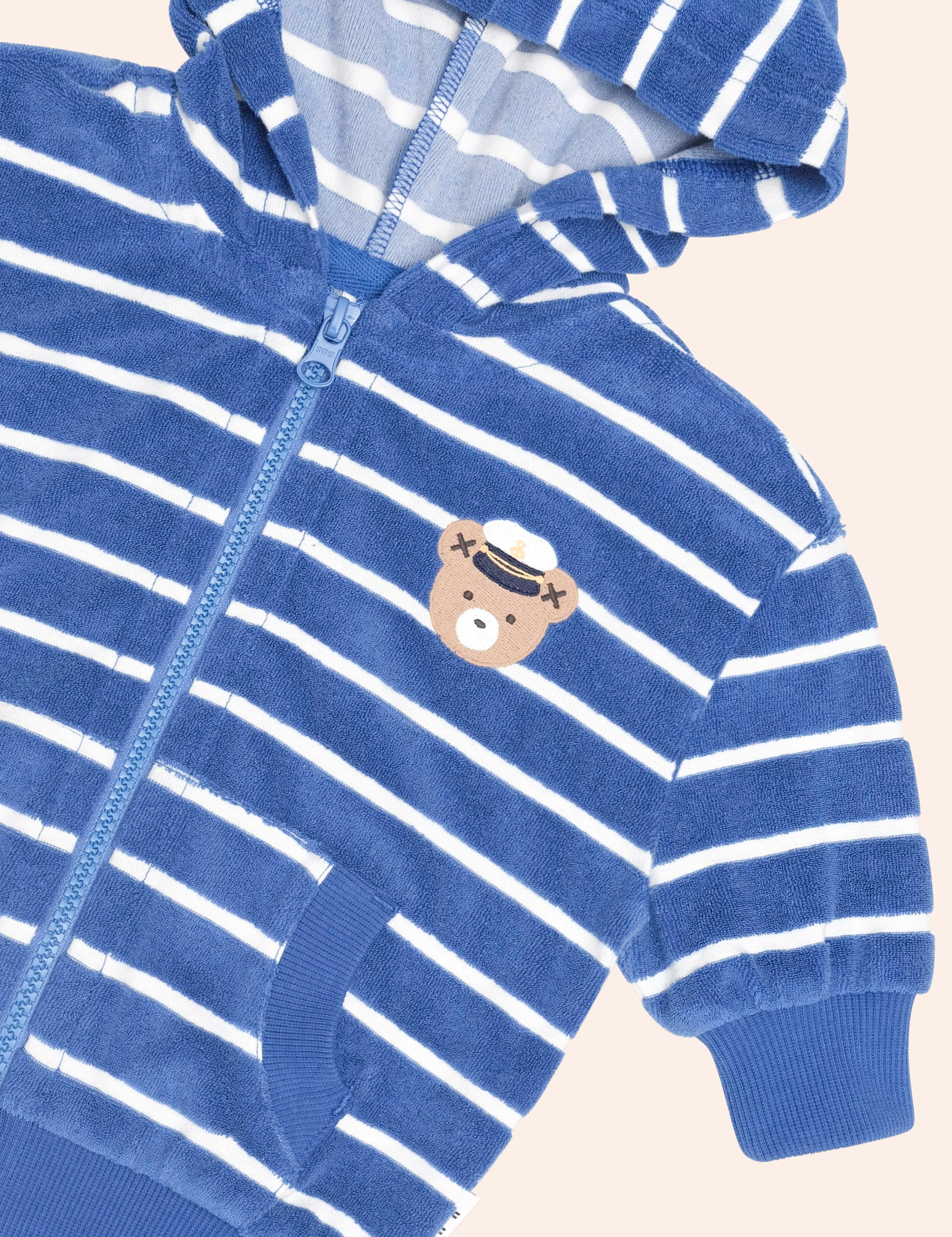 Nautical Hux Towelling Zip Hoodie SWEATSHIRT Huxbaby Shopify