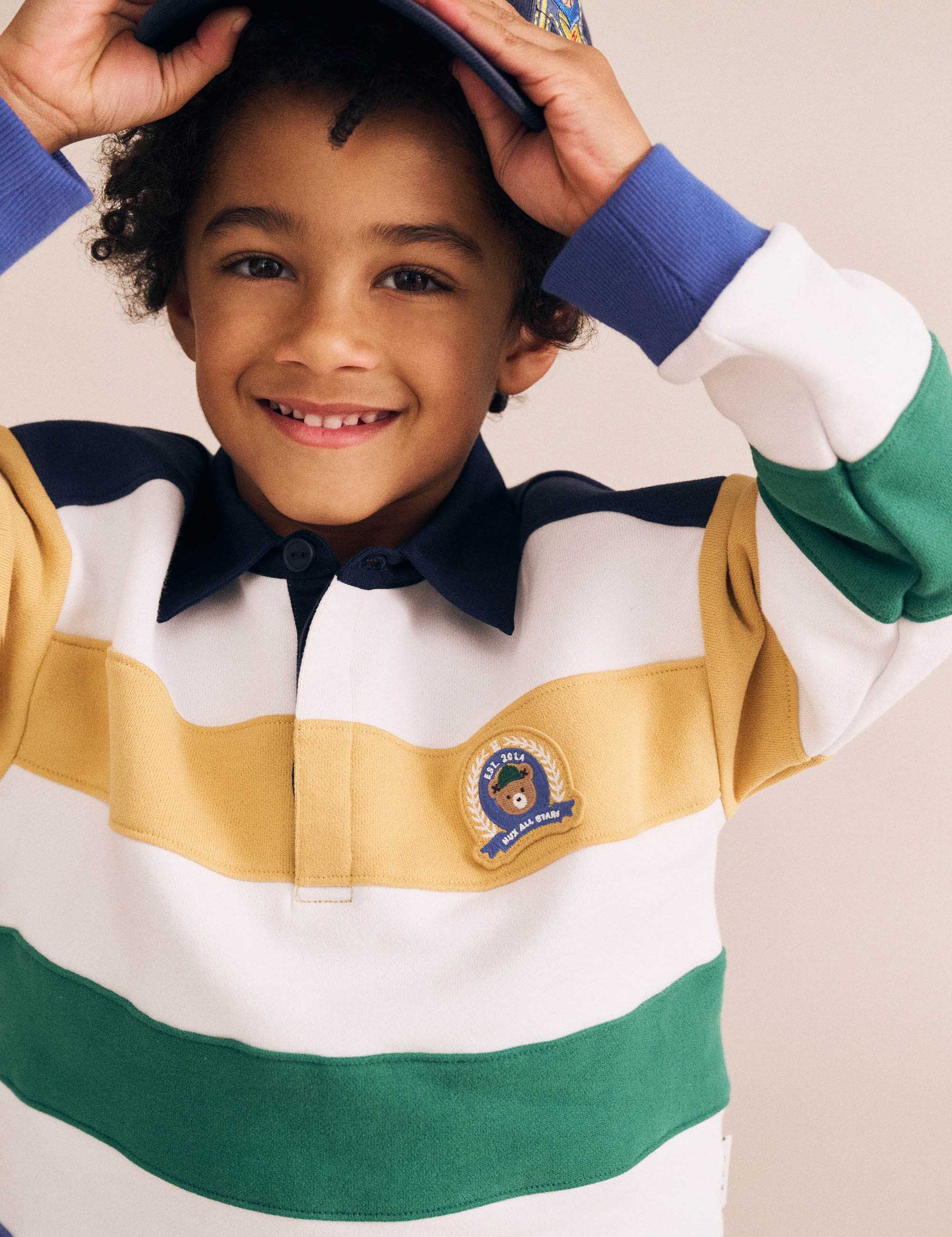 Colour Block Panelled Rugby TOP LS Huxbaby