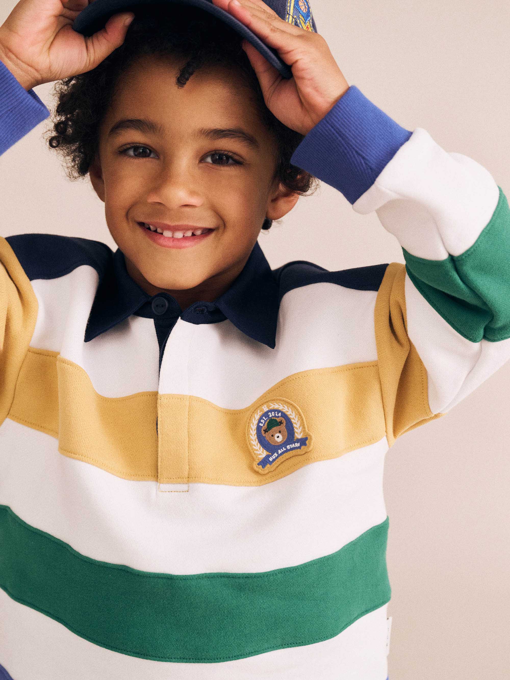 Colour Block Panelled Rugby TOP LS Huxbaby