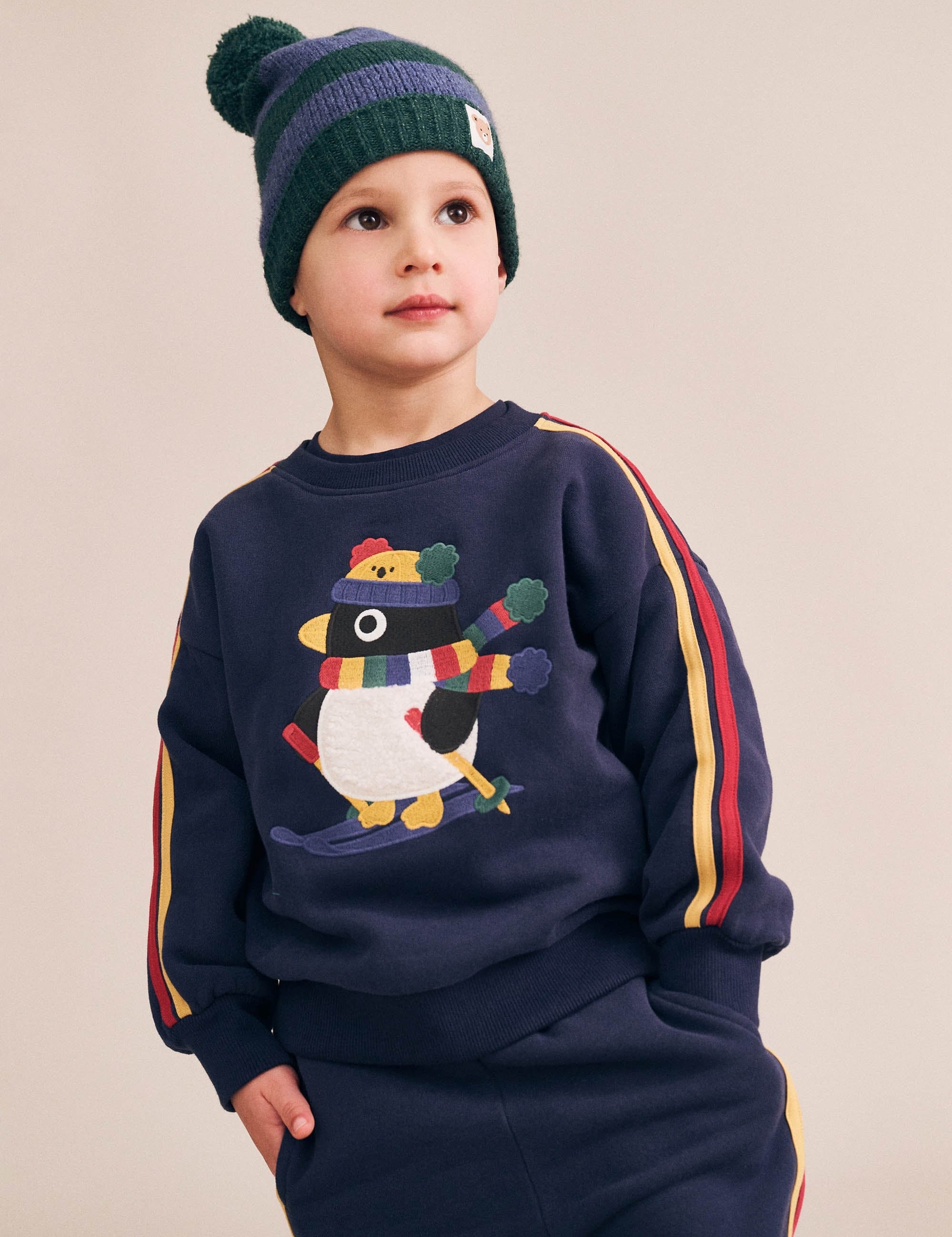 Ski Percy Stripe Drop Shoulder Sweatshirt SWEATSHIRT Huxbaby