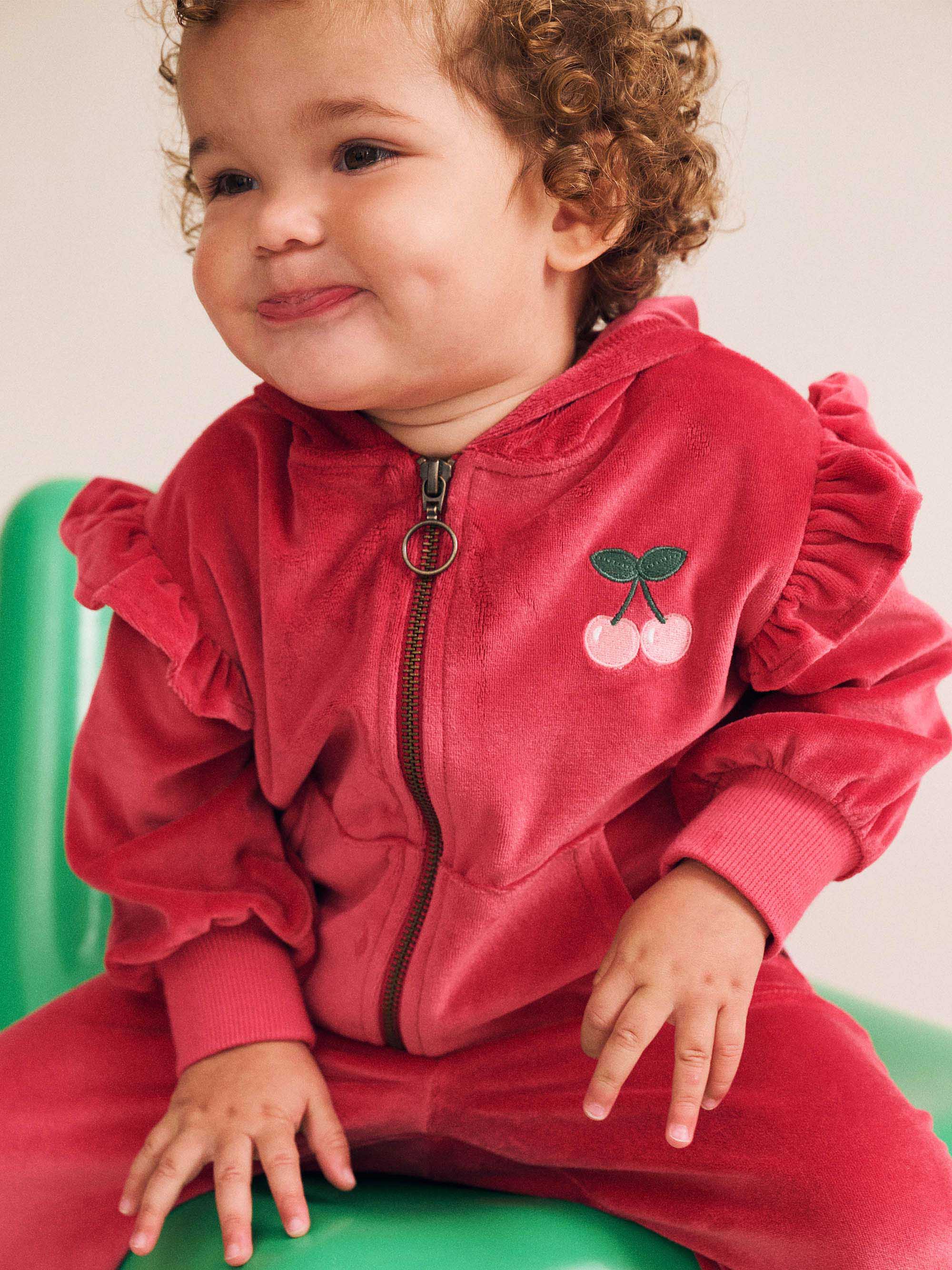 Very Cherry Velour Zip Up Hoodie SWEATSHIRT Huxbaby