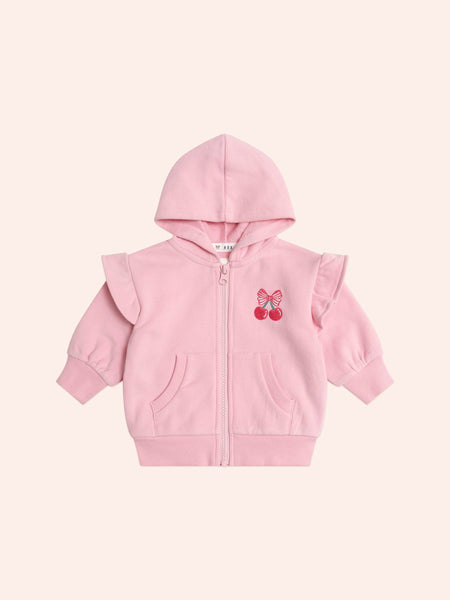 Zip Up Frill Hoodie Apricot – Huxbaby