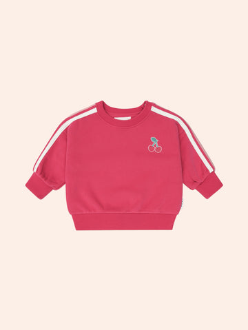 Cherry Racer Stripe Sweatshirt SWEATSHIRT Huxbaby