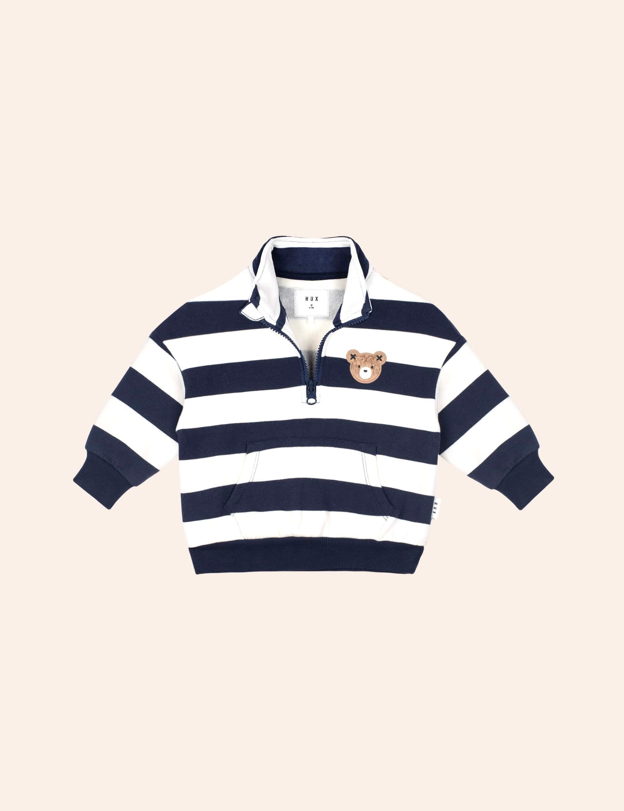 Huxbear 1/4 Zip Stripe Sweat SWEATSHIRT Huxbaby Shopify