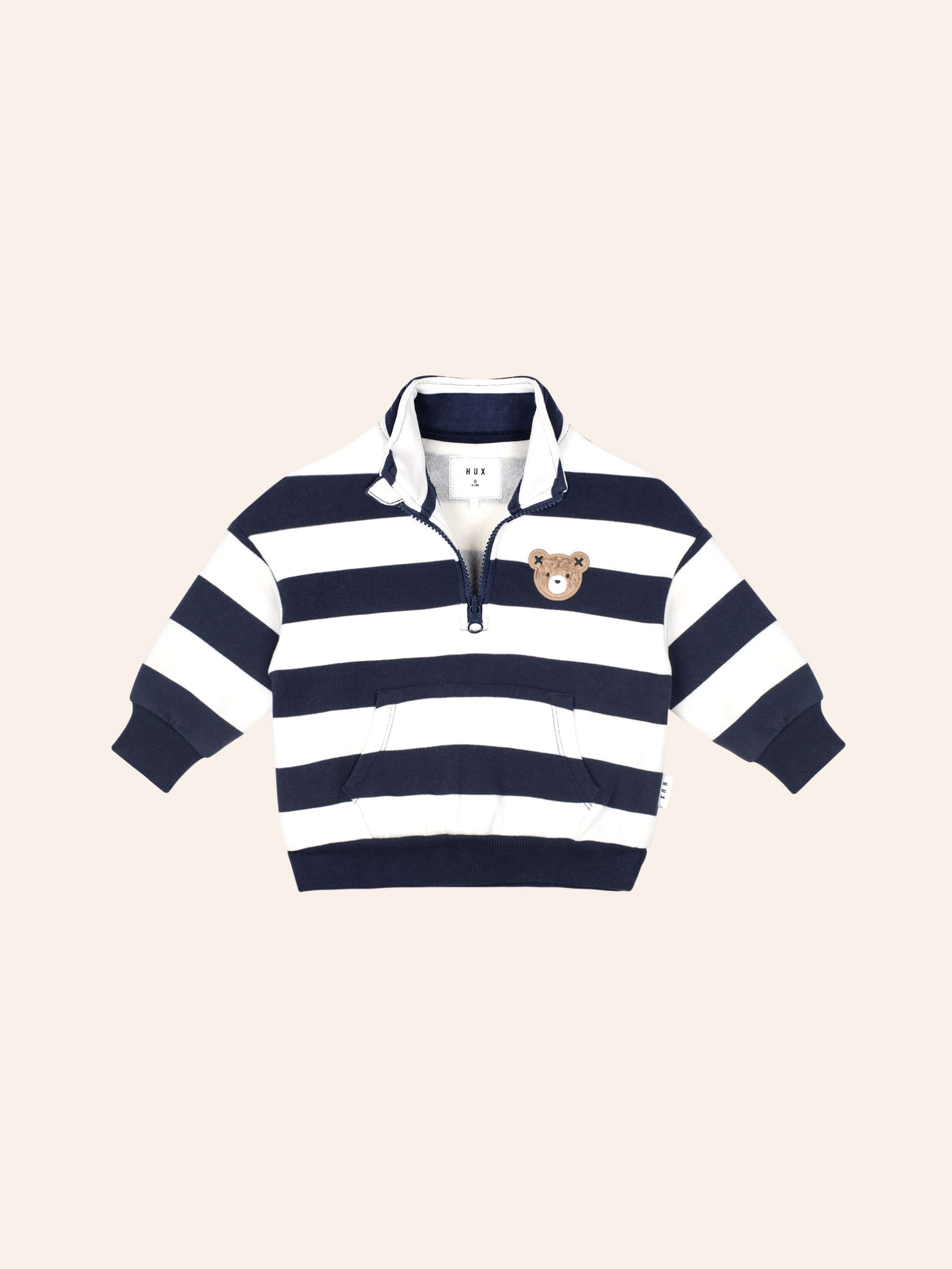 Huxbear 1/4 Zip Stripe Sweat SWEATSHIRT Huxbaby Shopify