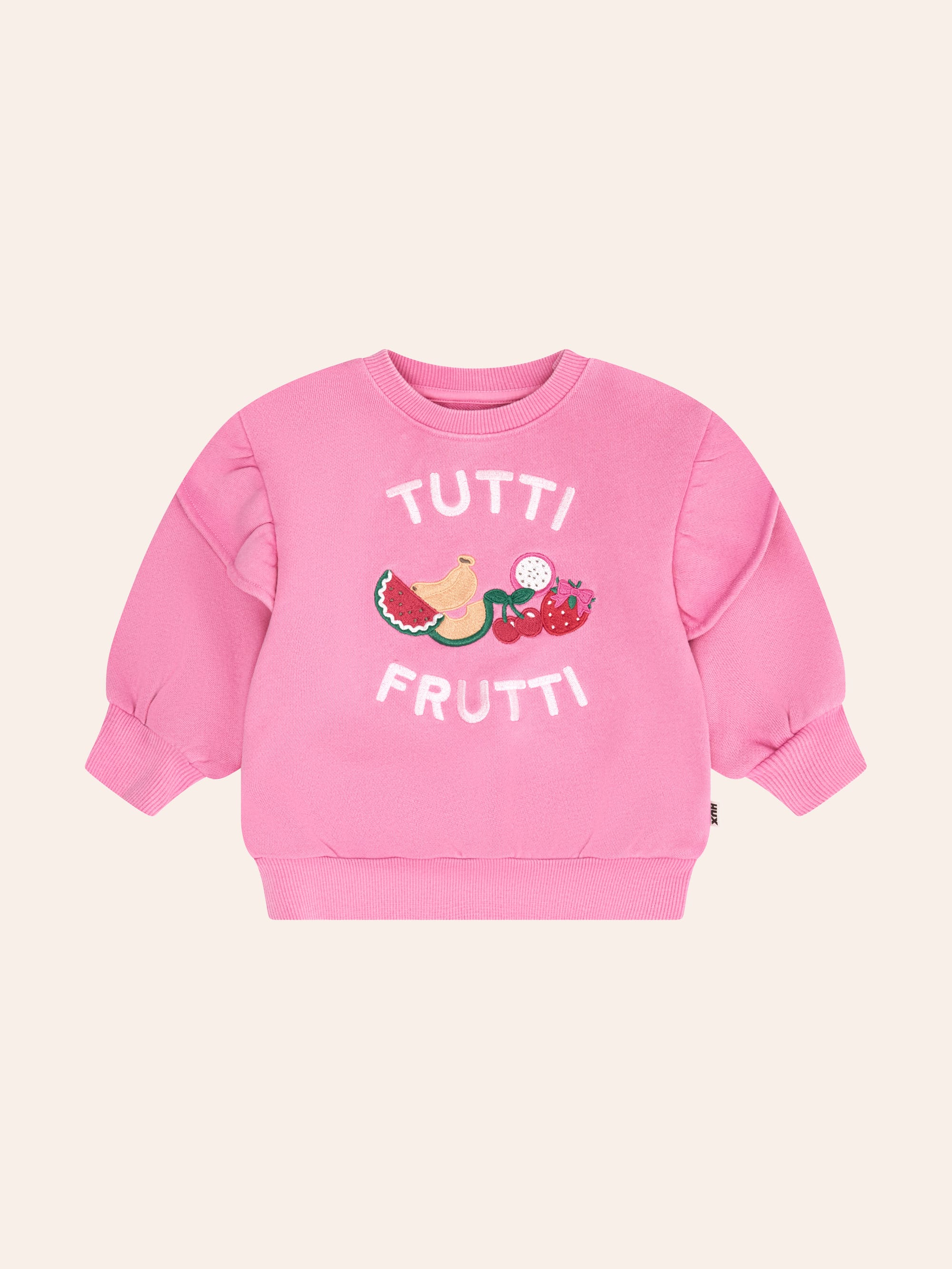 Tutti Frutti Frill Drop Shoulder Sweat TOP LS Huxbaby Shopify
