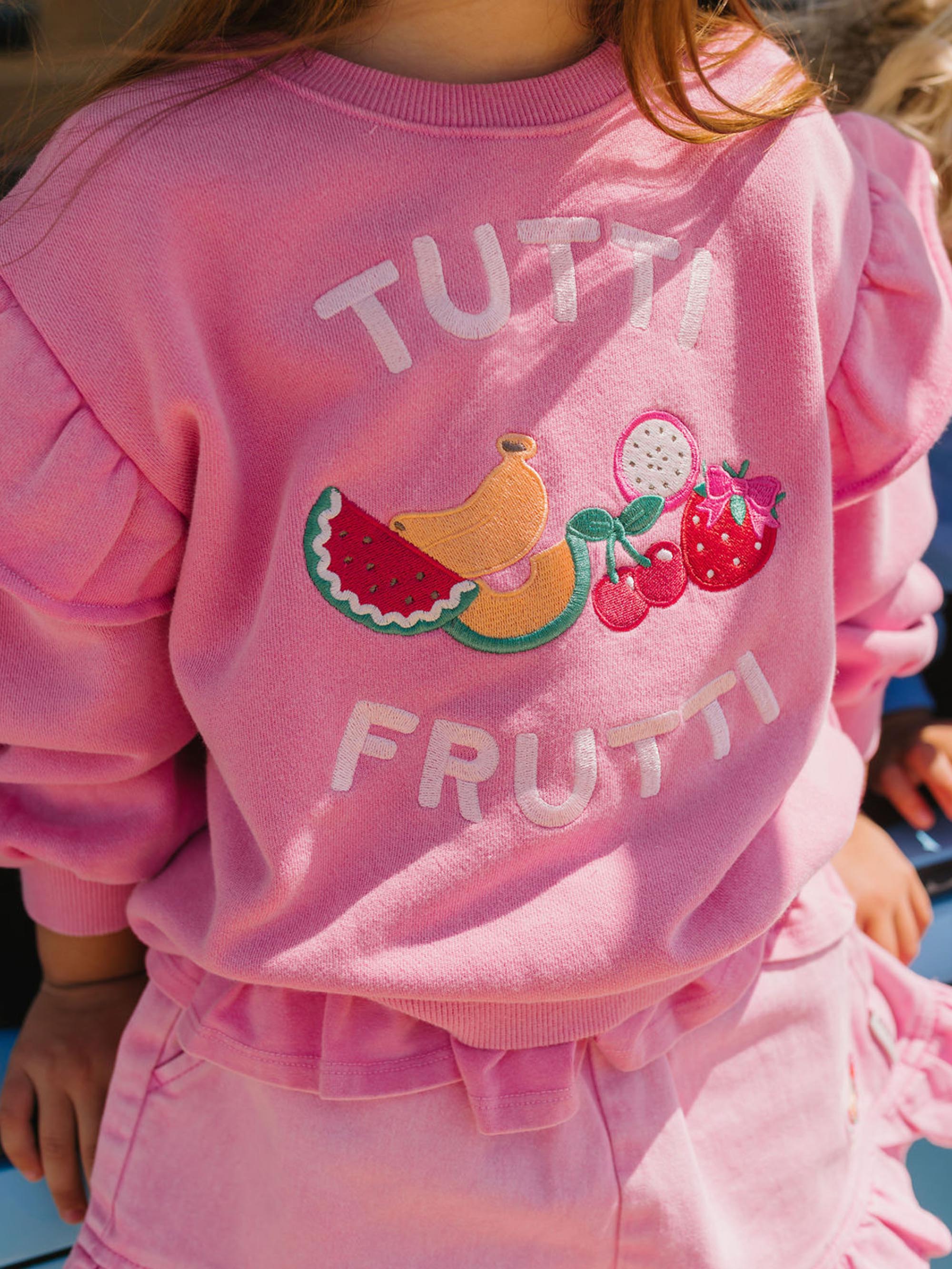 Tutti Frutti Frill Drop Shoulder Sweat TOP LS Huxbaby Shopify