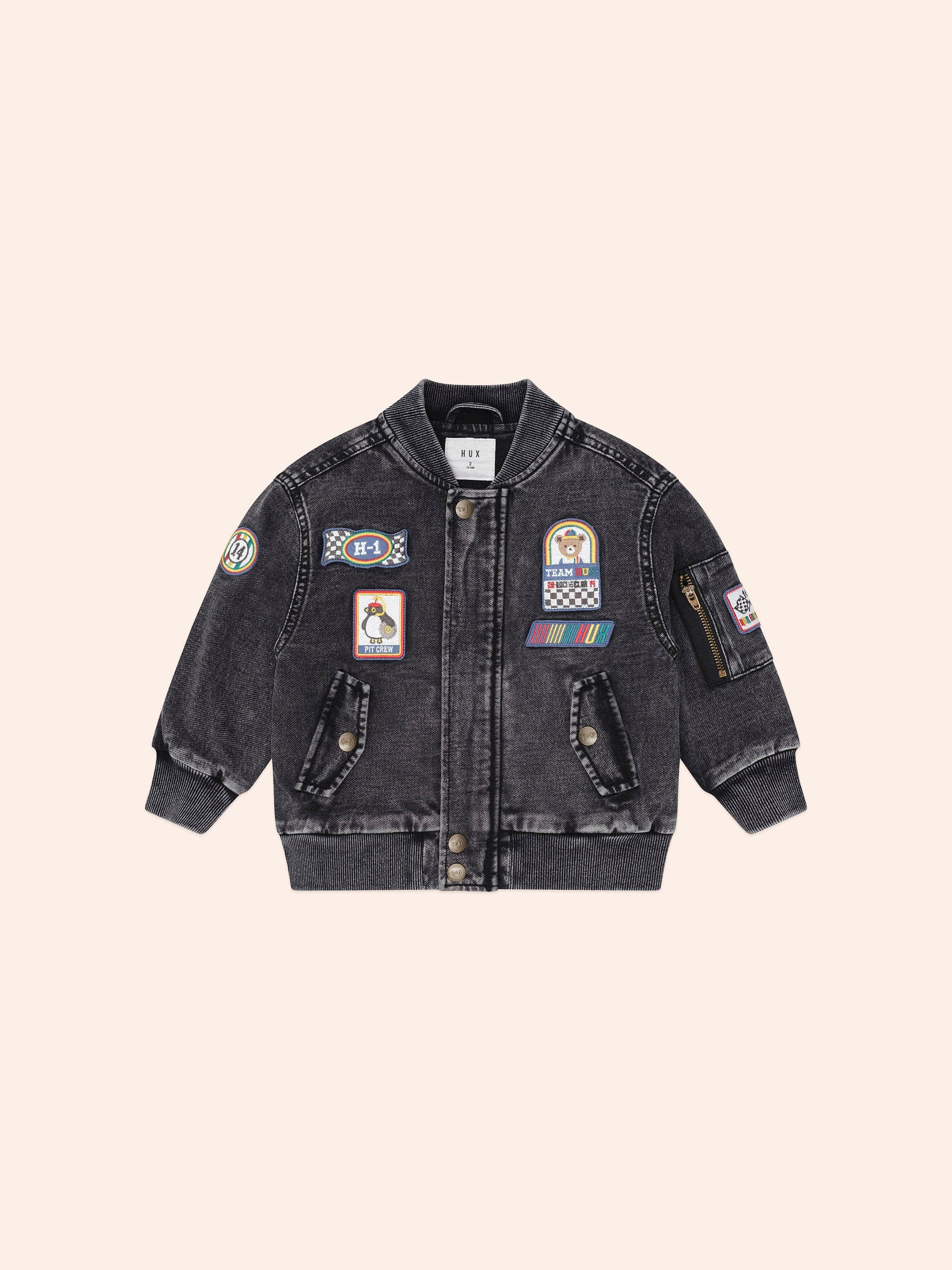 Black Knit Denim Patches Jacket JACKET Huxbaby