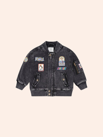 Black Knit Denim Patches Jacket JACKET Huxbaby