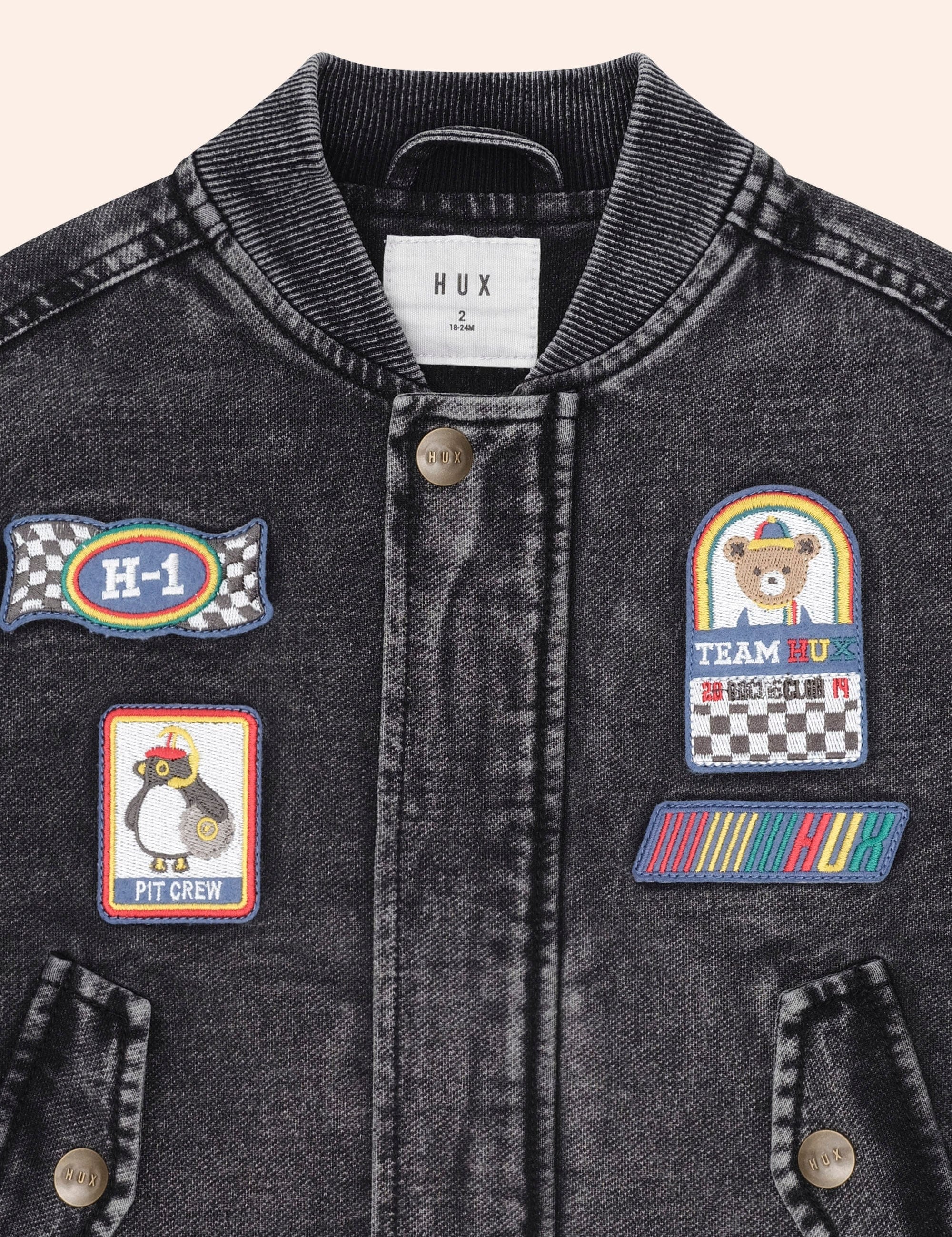 Black Knit Denim Patches Jacket JACKET Huxbaby