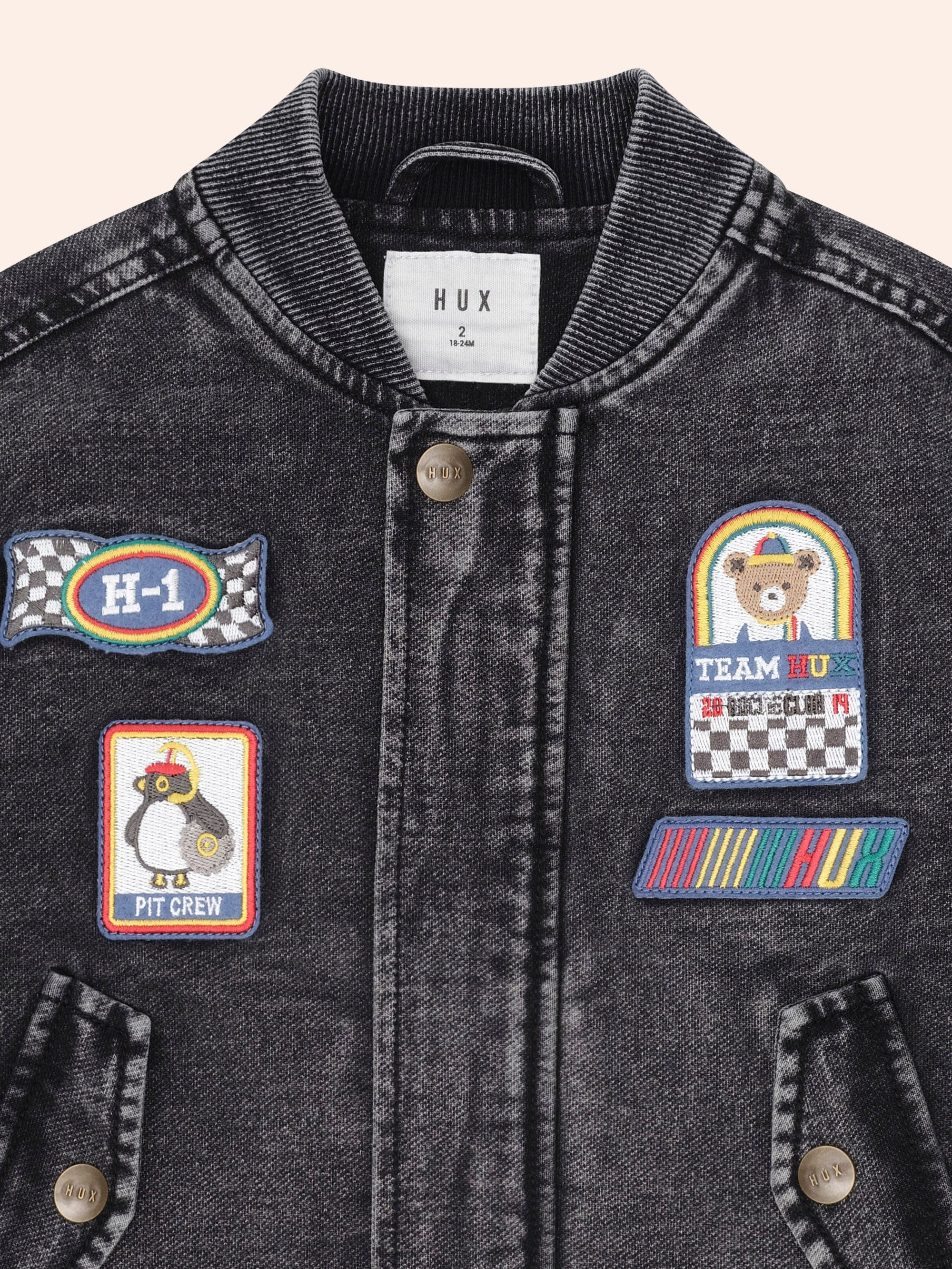 Black Knit Denim Patches Jacket JACKET Huxbaby