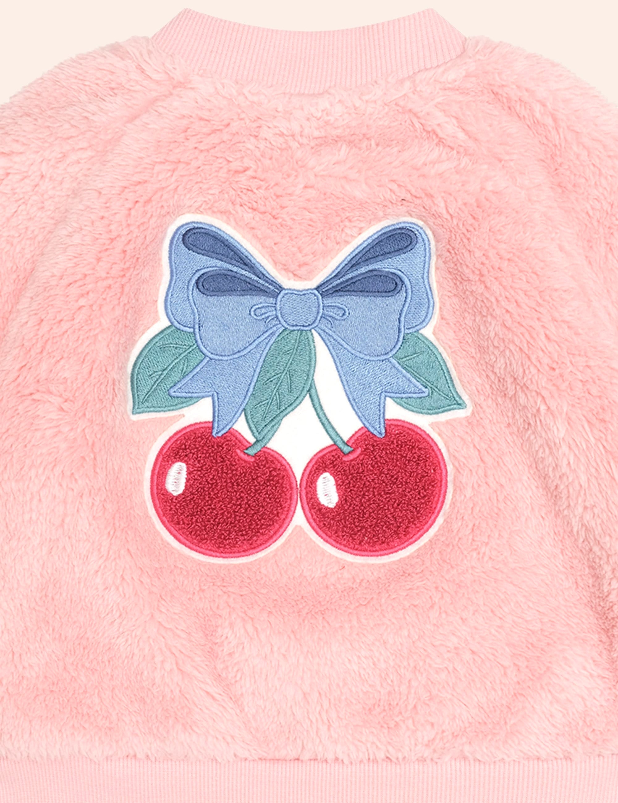 Cherry Bow Furry Jacket JACKET Huxbaby Shopify
