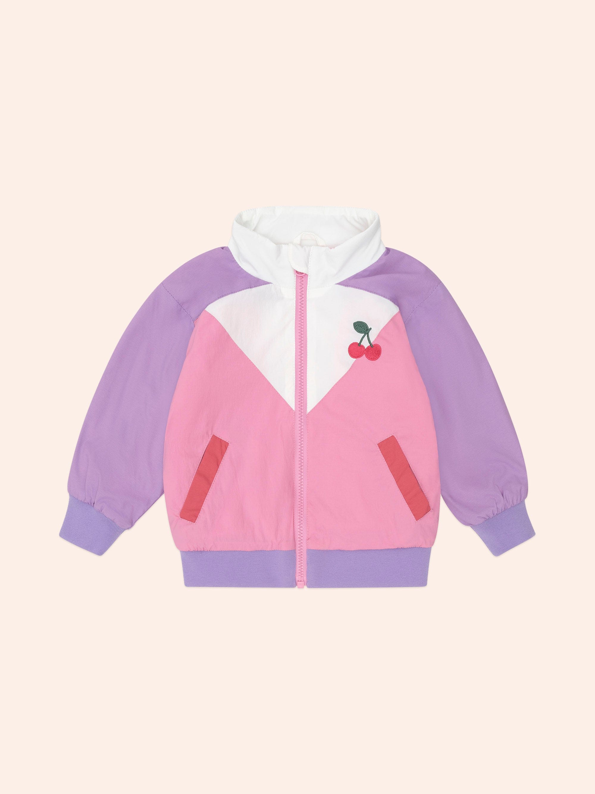 Retro Cherry Spliced Windbreaker JACKET Huxbaby
