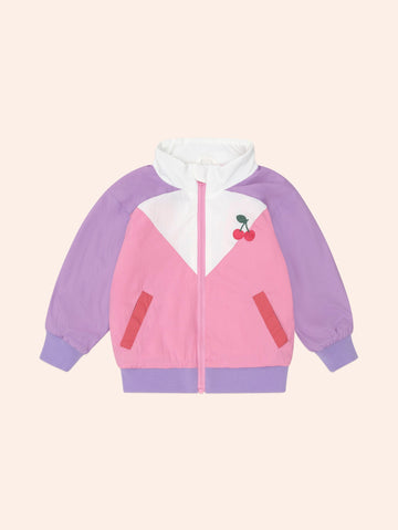 Retro Cherry Spliced Windbreaker JACKET Huxbaby