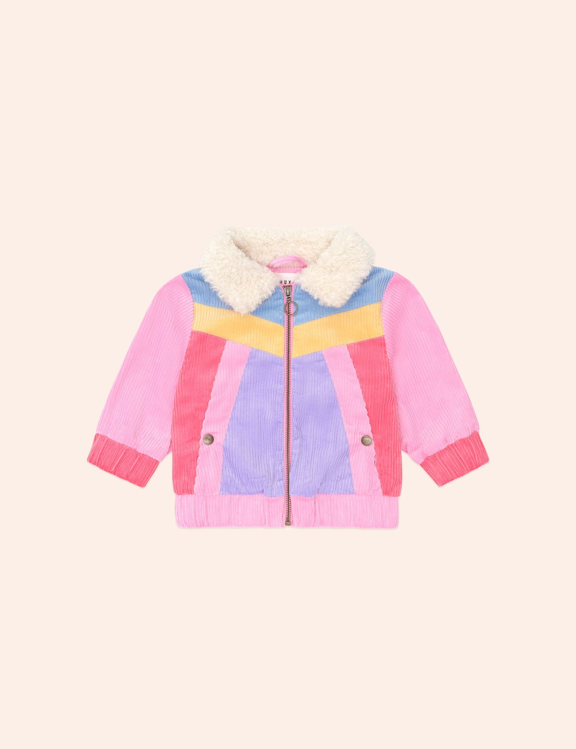 Colour Block Cord Jacket Pink JACKET Huxbaby