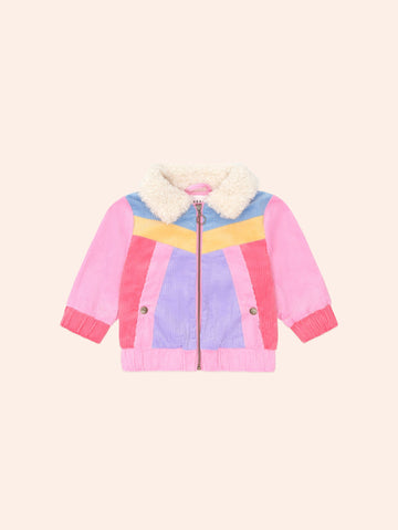 Colour Block Cord Jacket Pink JACKET Huxbaby