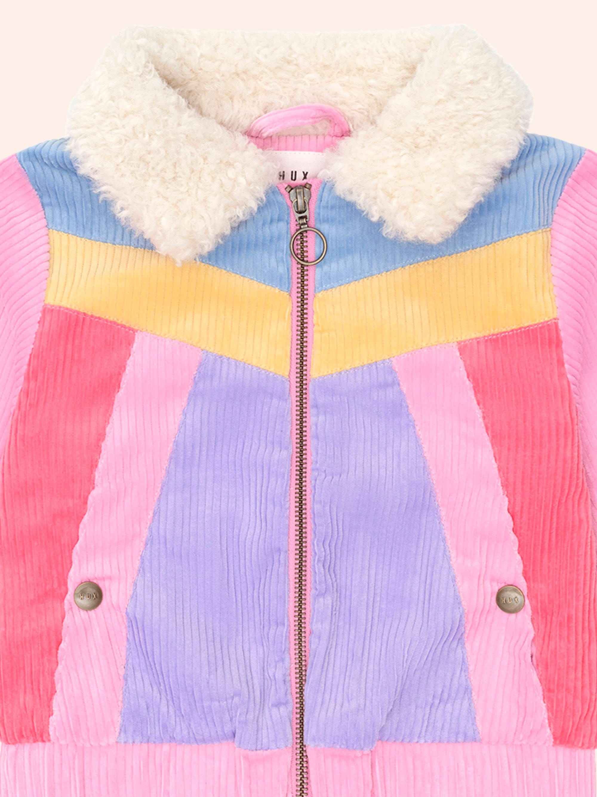 Colour Block Cord Jacket Pink JACKET Huxbaby