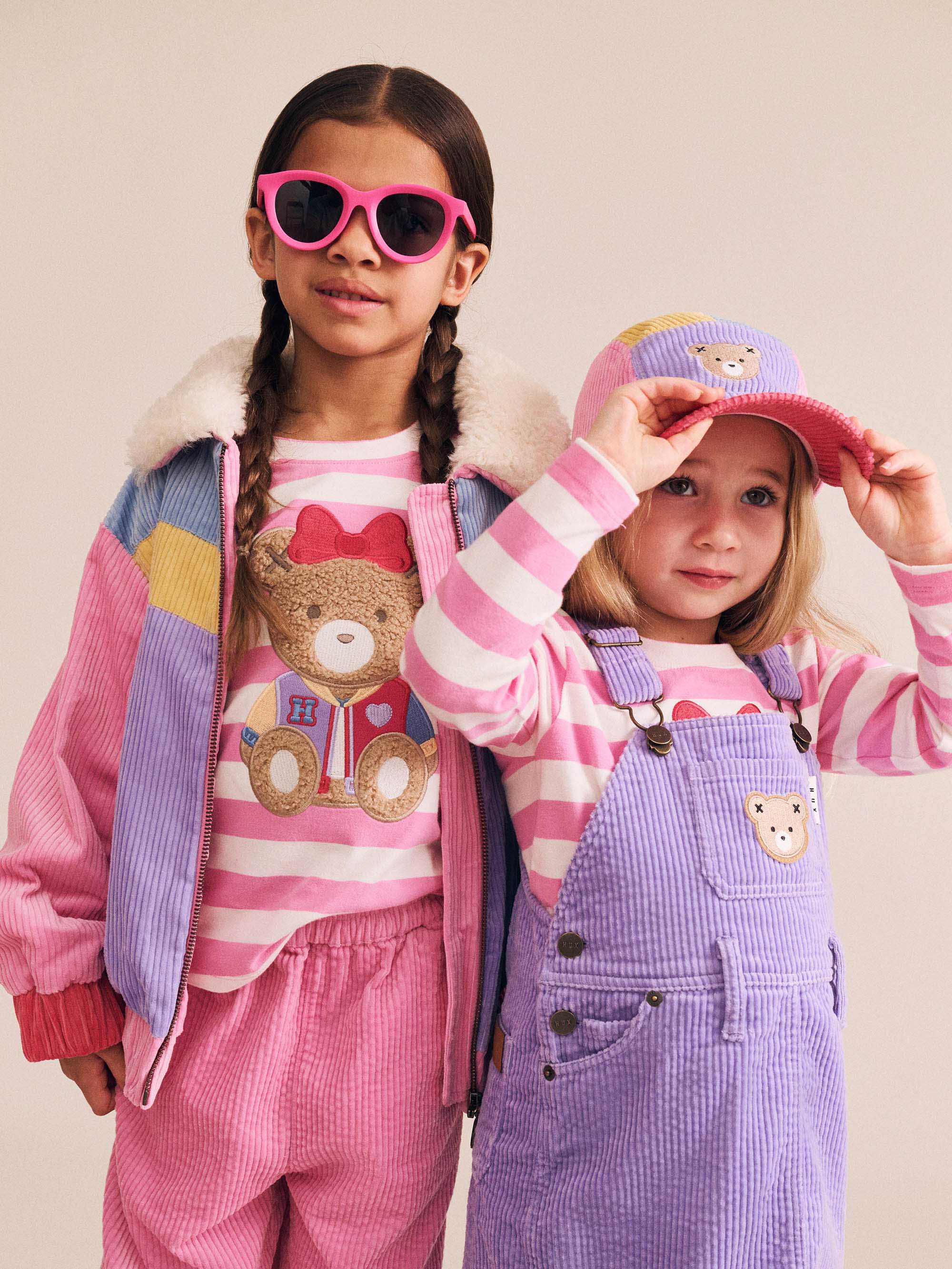 Colour Block Cord Jacket Pink JACKET Huxbaby