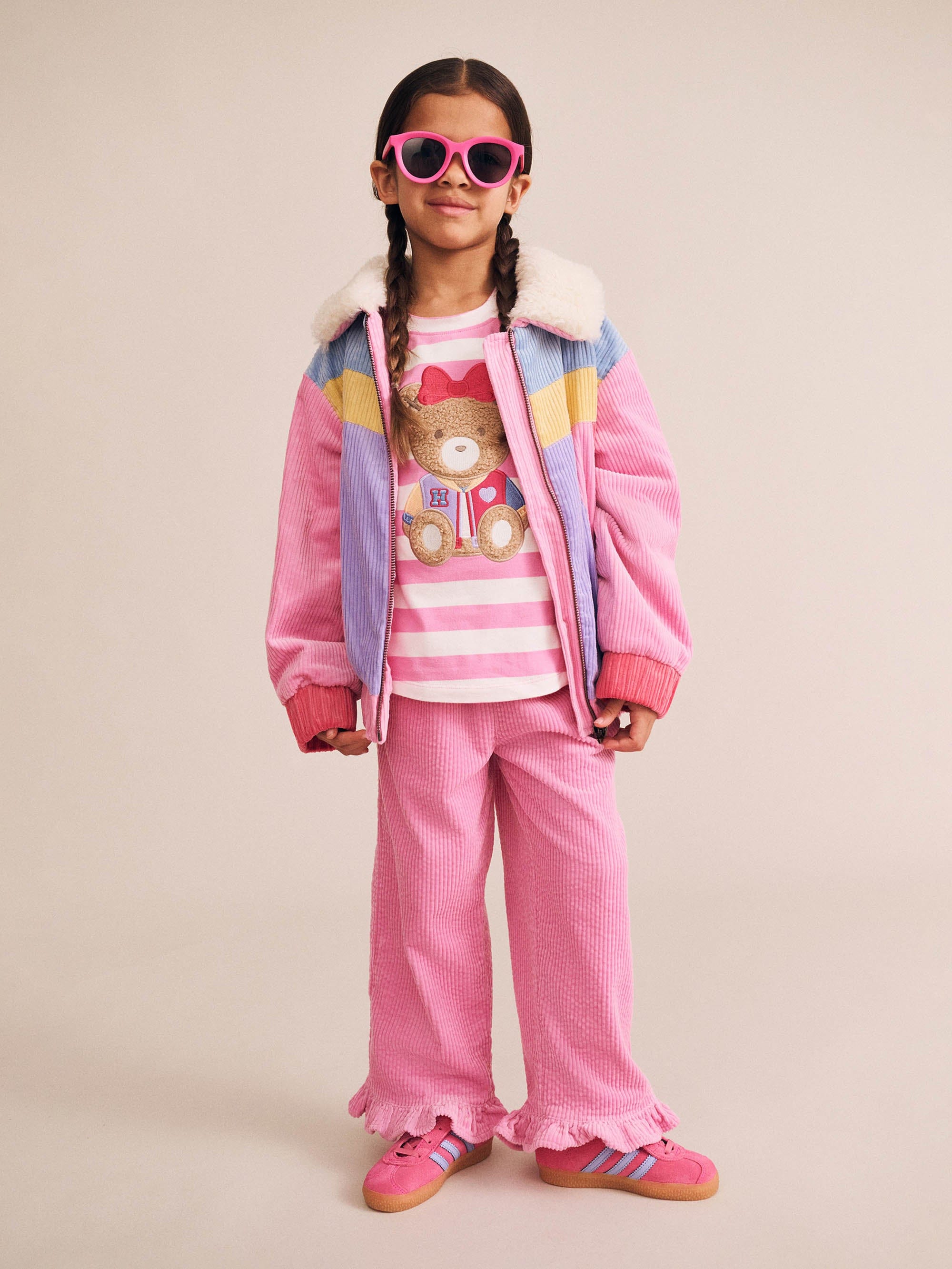 Colour Block Cord Jacket Pink JACKET Huxbaby
