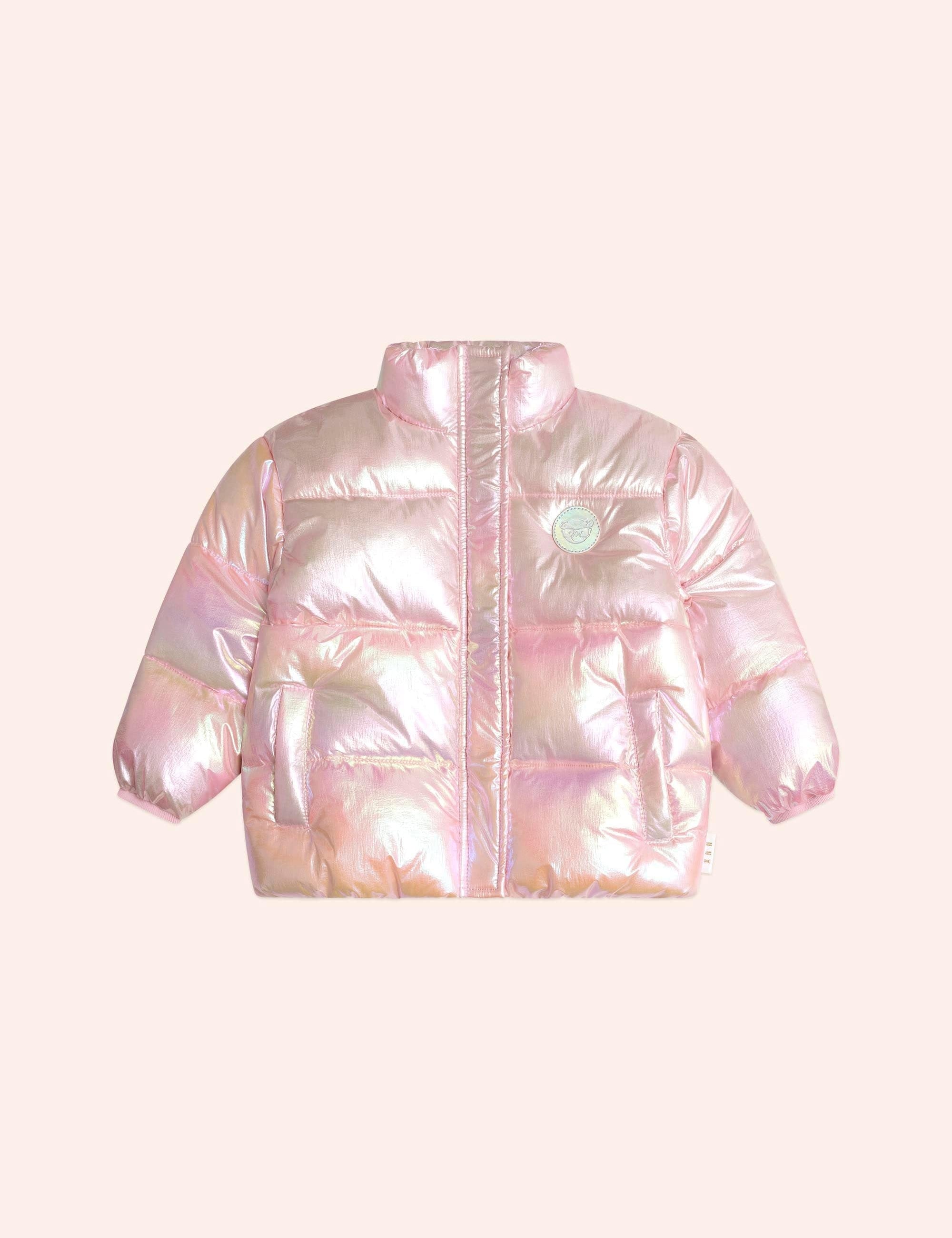 Iridescent Pink Puffer Jacket JACKET Huxbaby