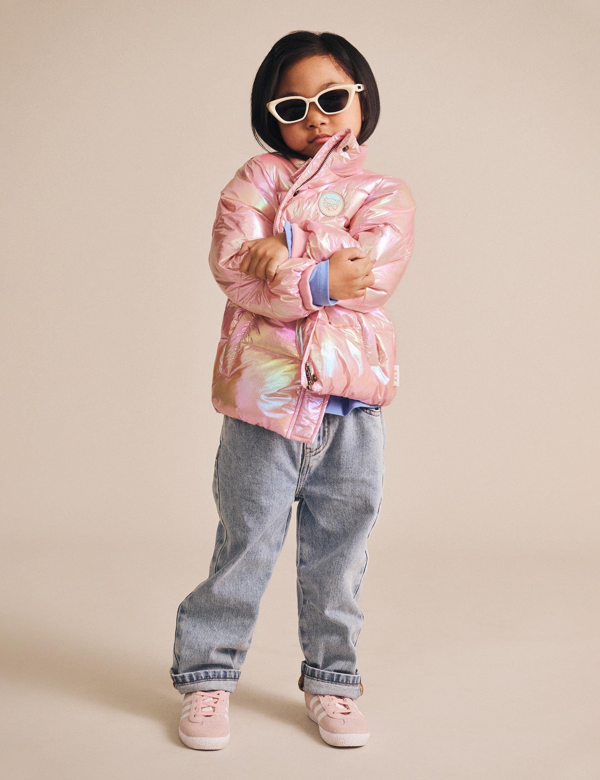 Iridescent Pink Puffer Jacket JACKET Huxbaby