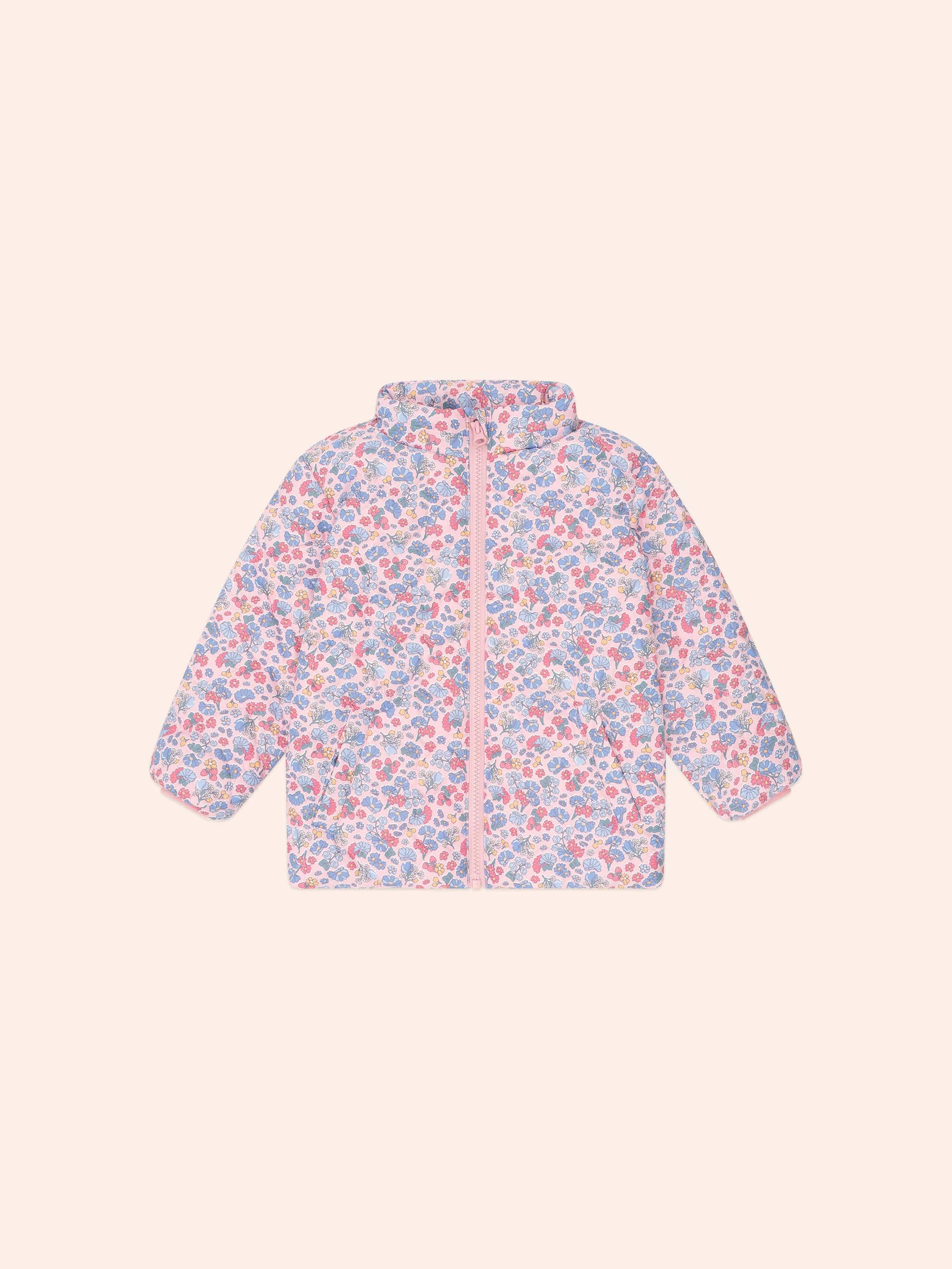 Heart Floral Quilted Puffer Jacket JACKET Huxbaby