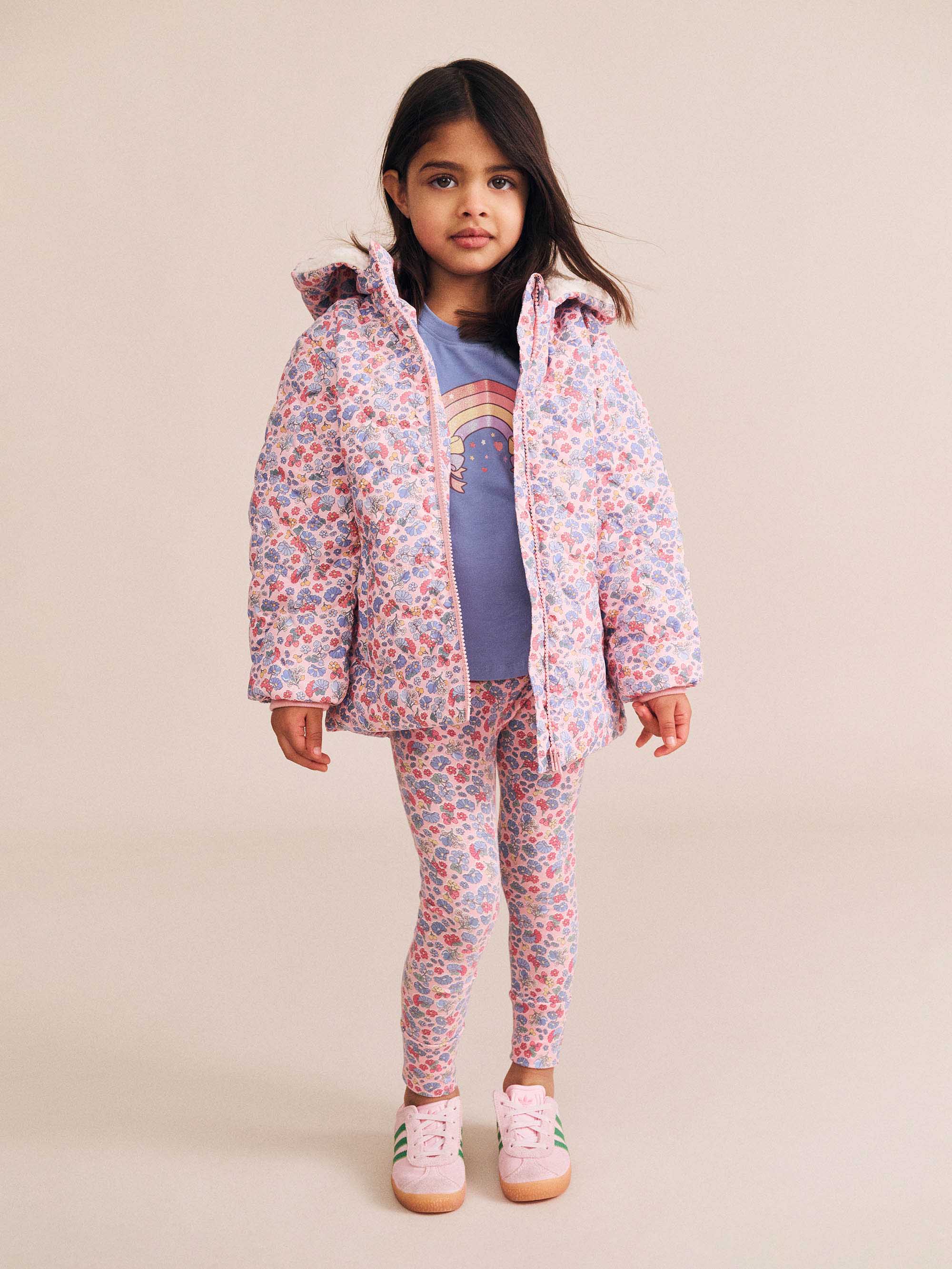 Heart Floral Quilted Puffer Jacket JACKET Huxbaby