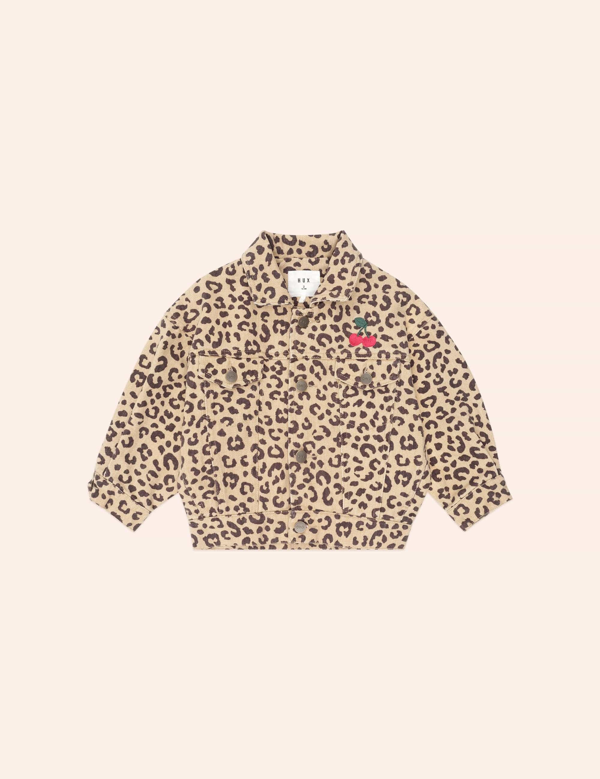 Very Cherry Leopard Print Denim Jacket JACKET Huxbaby